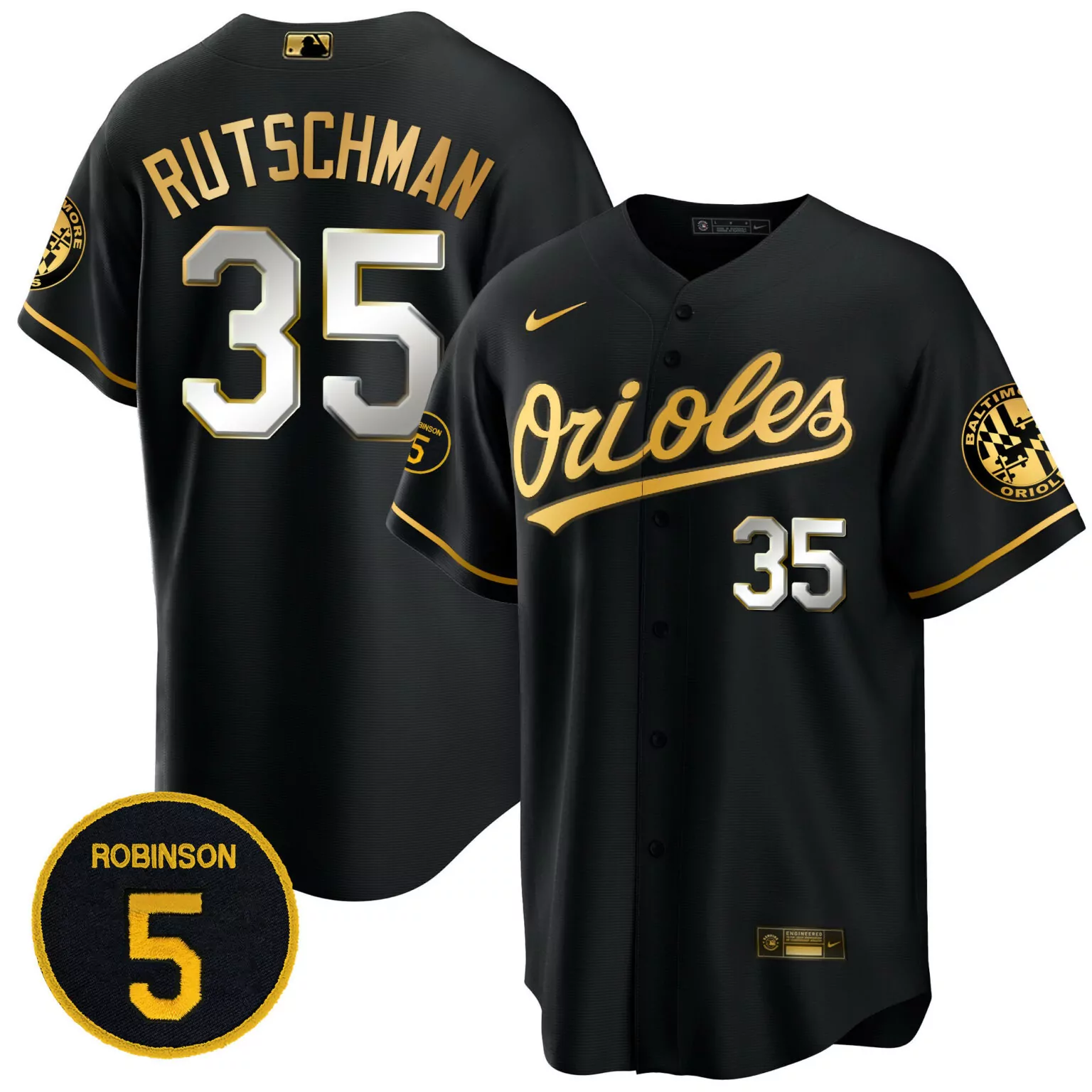 Customizable Black adley rutschman baltimore orioles robinson patch jersey all stitched 3206