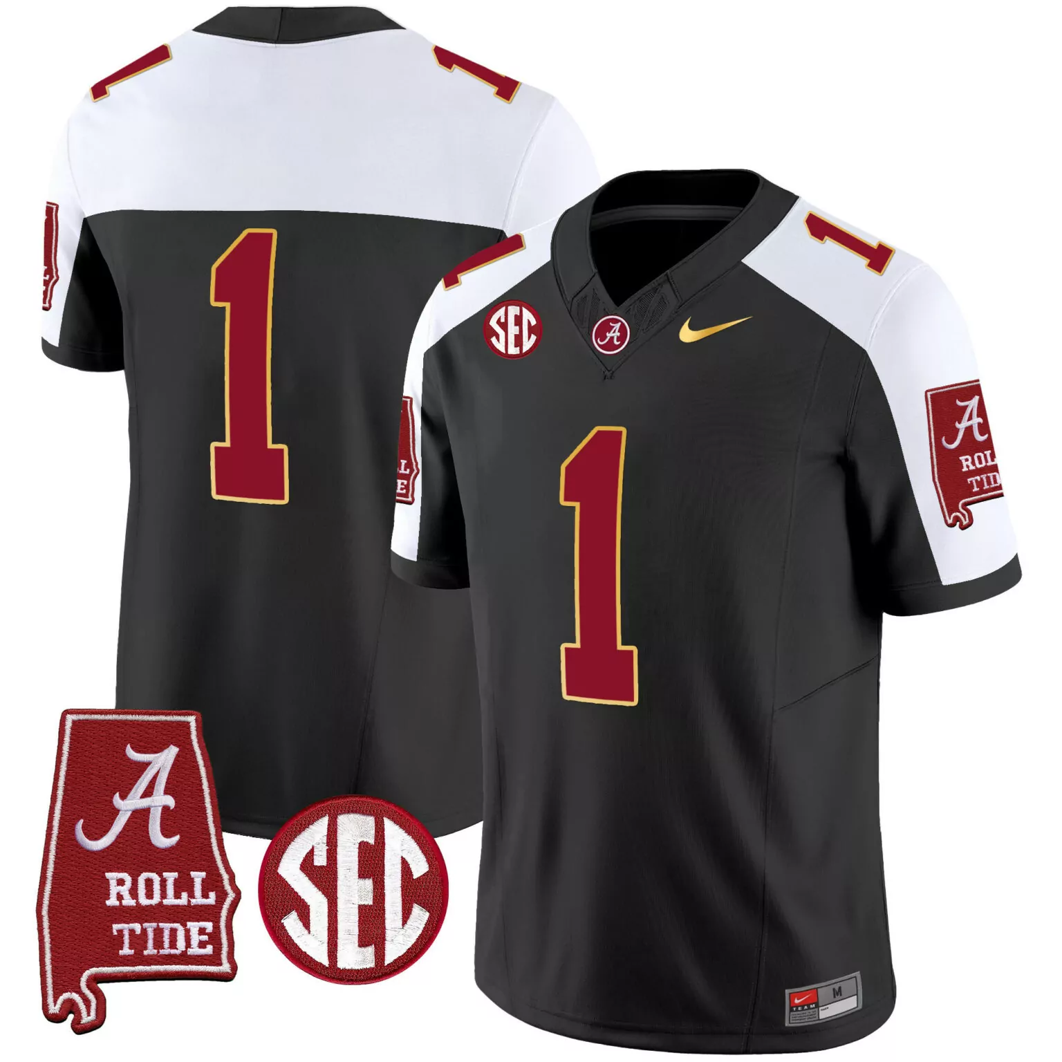 Personalized Black alternate 1 team alabama crimson tide gold trim jersey alabama map all stitched 3803