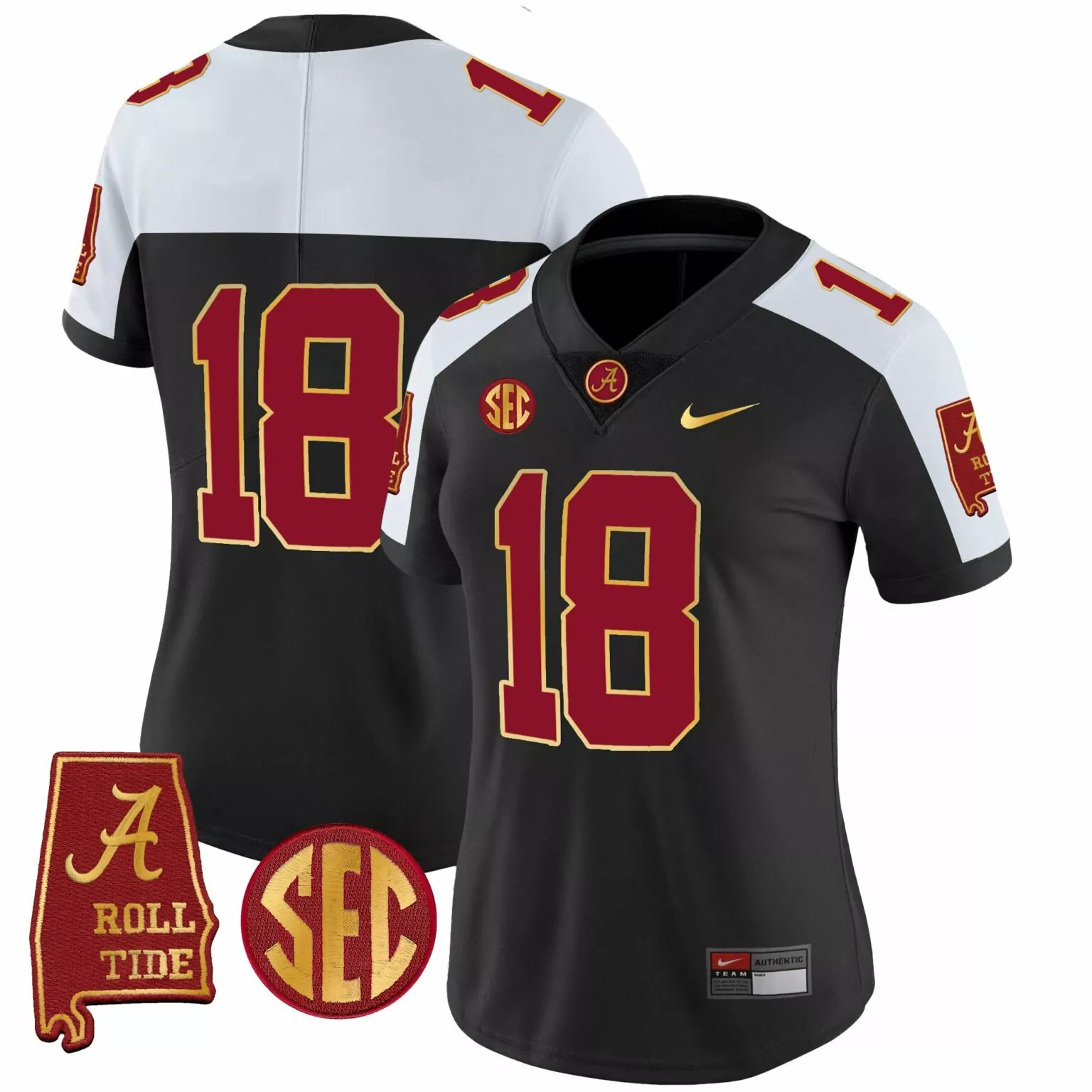 Personalized Black alternate 18 champs alabama crimson tide gold trim jersey v2 alabama map all stitched 1926
