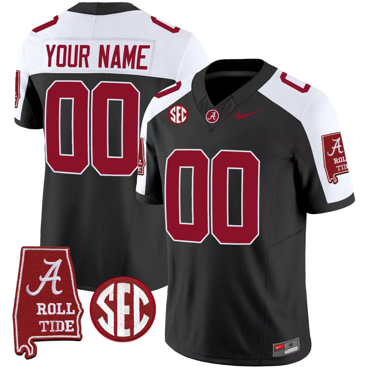 Customizable Black alternate alabama crimson tide vapor custom jersey v3 alabama map all stitched 1921