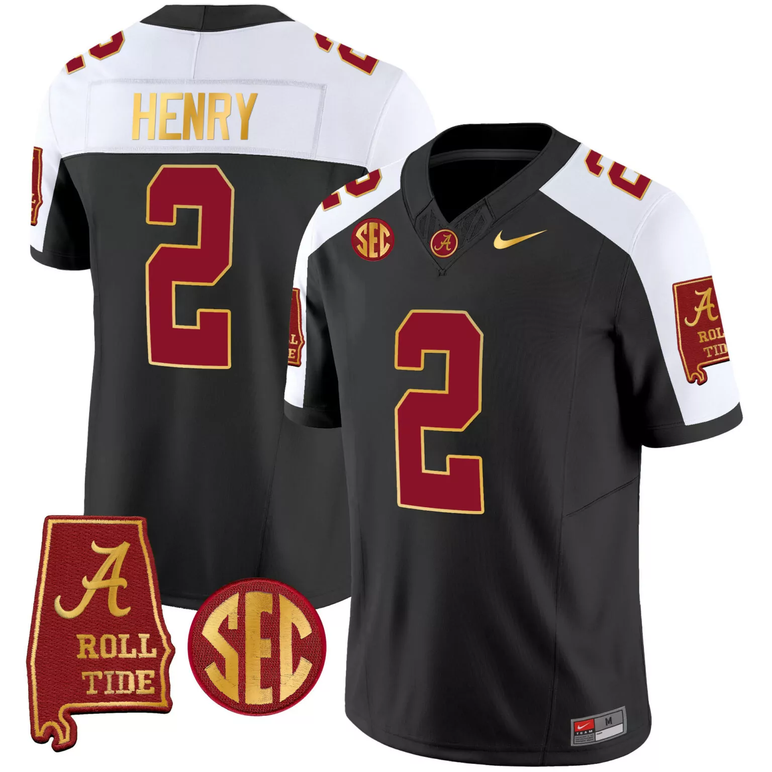 Customizable Black alternate derrick henry alabama crimson tide gold trim jersey v2 alabama map all stitched 6419