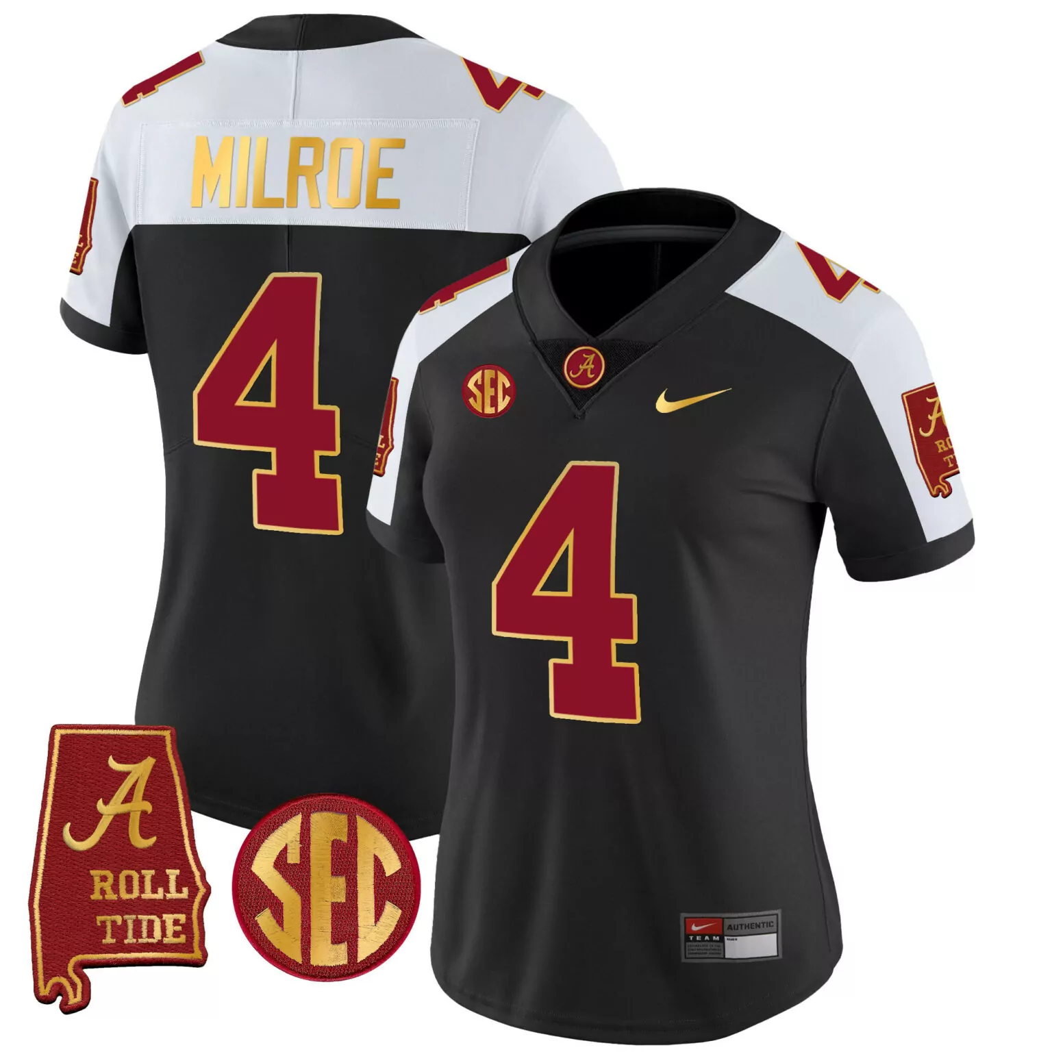 Customizable Black alternate jalen milroe alabama crimson tide gold trim jersey v2 alabama map all stitched 8566