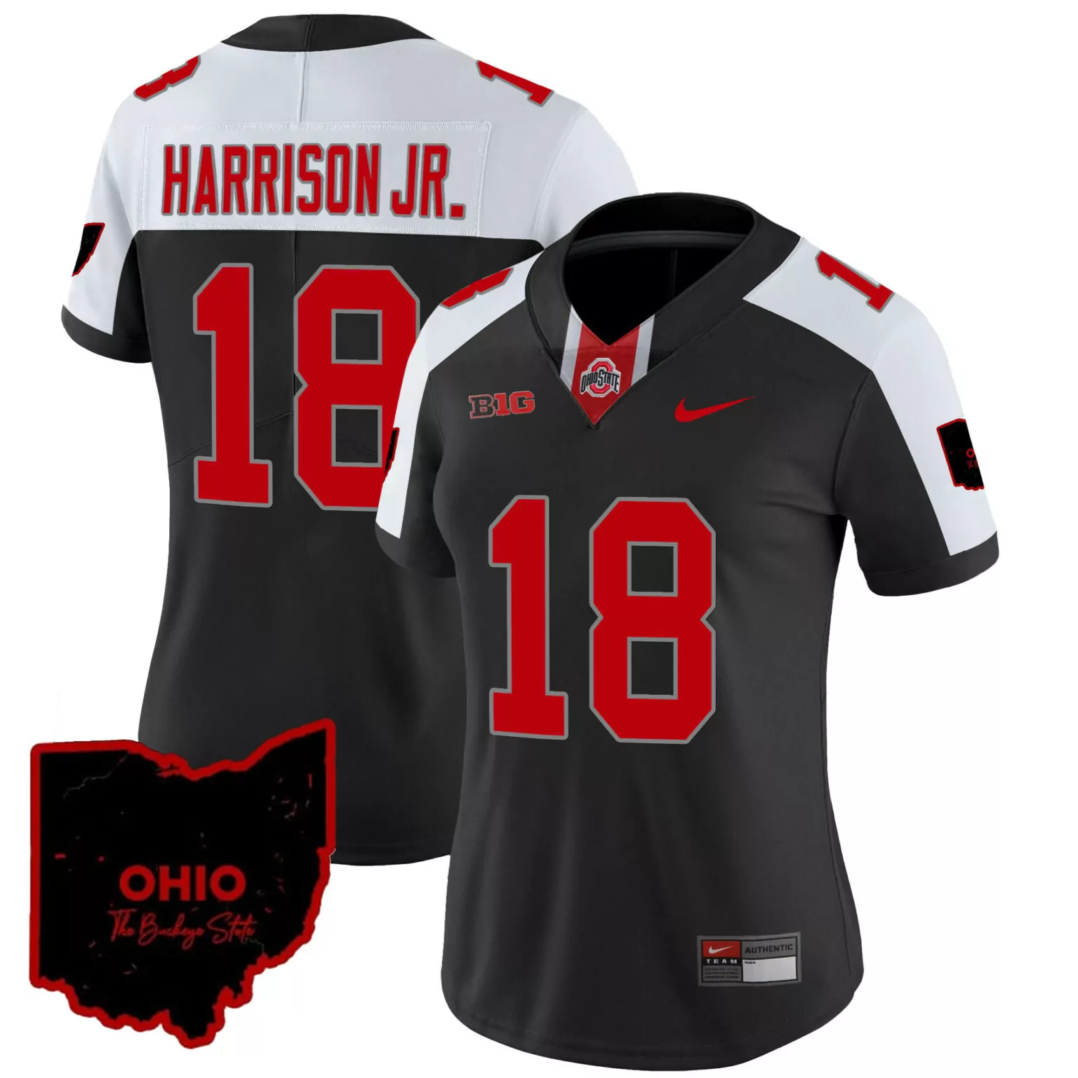 Custom Black alternate marvin harrison jr ohio state buckeyes 2023 jersey ohio patch all stitched 6372