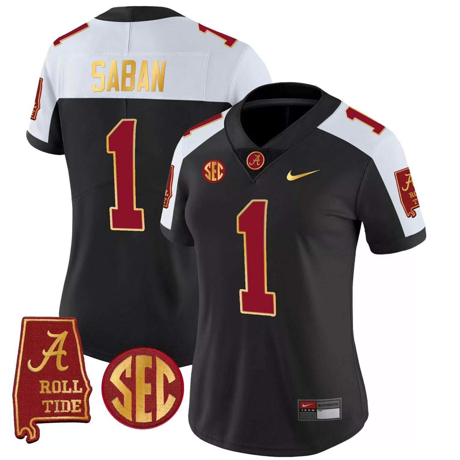 Custom Black alternate nick saban alabama crimson tide gold trim jersey v2 alabama map all stitched 2466