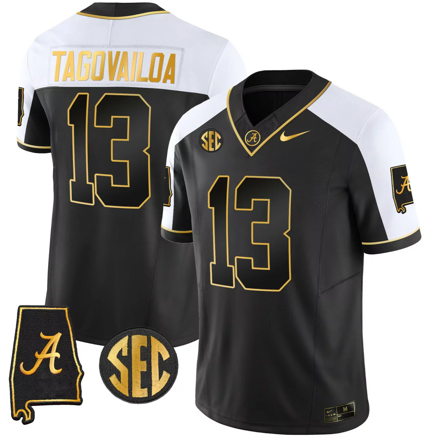 Customizable Black alternate tua tagovailoa alabama crimson tide gold jersey alabama map all stitched 5586