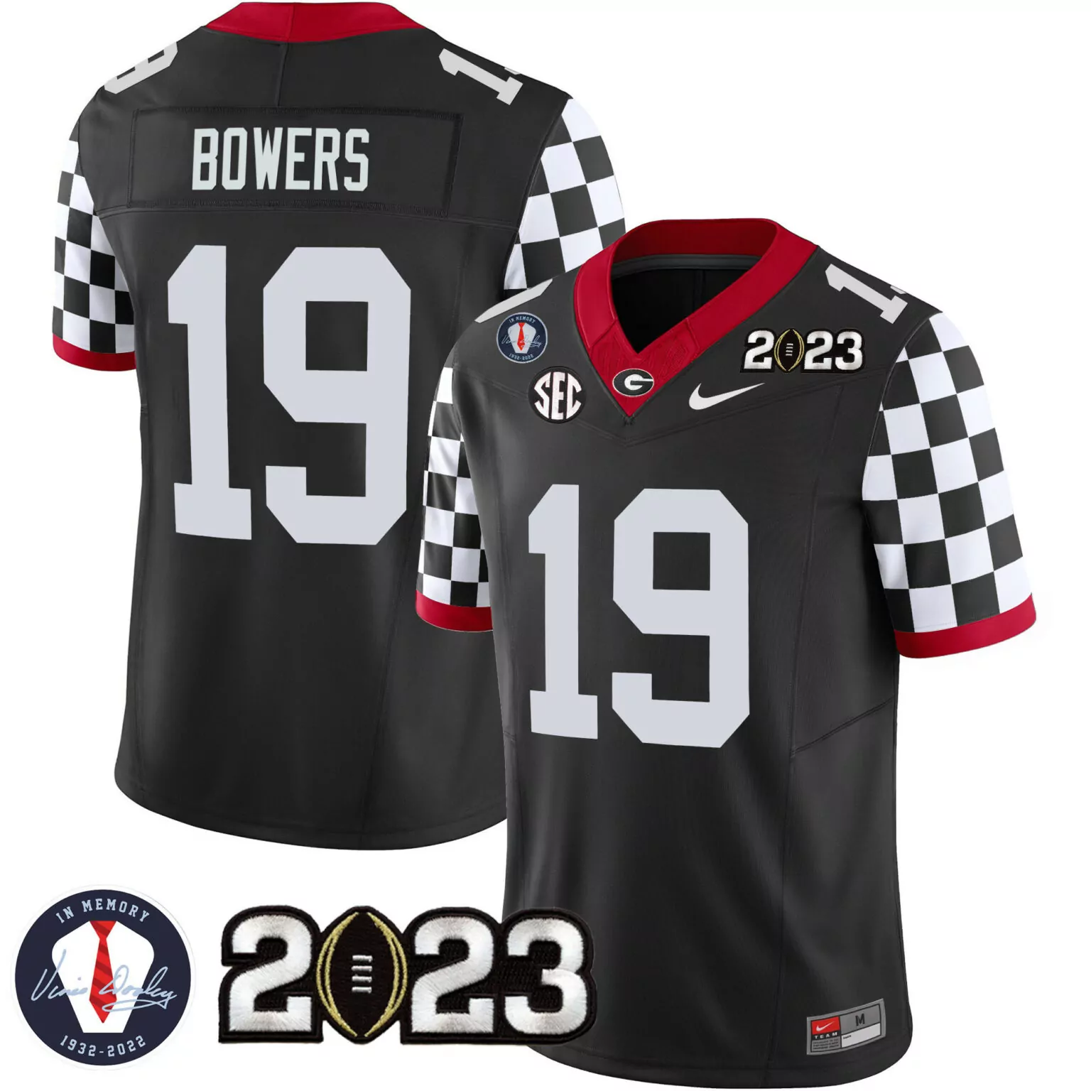 Customizable Black brock bowers georgia bulldogs checkerboard jersey all stitched 5191