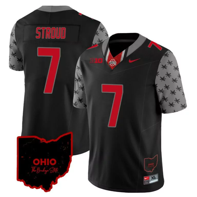 Customizable Black c j stroud ohio state buckeyes 2023 gray alternate jersey stitched 7263
