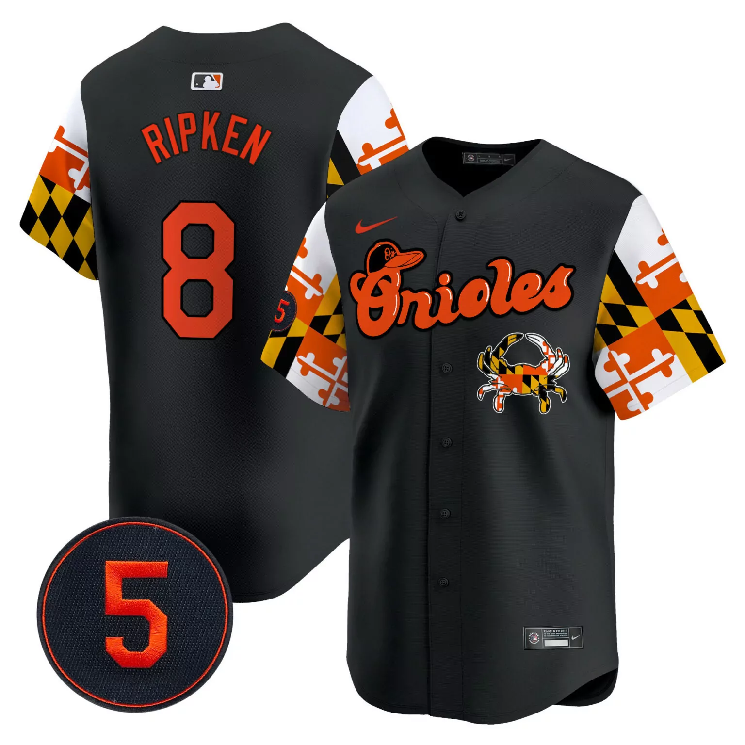 Custom Black cal ripken baltimore orioles robinson patch jersey v7 all stitched 5677