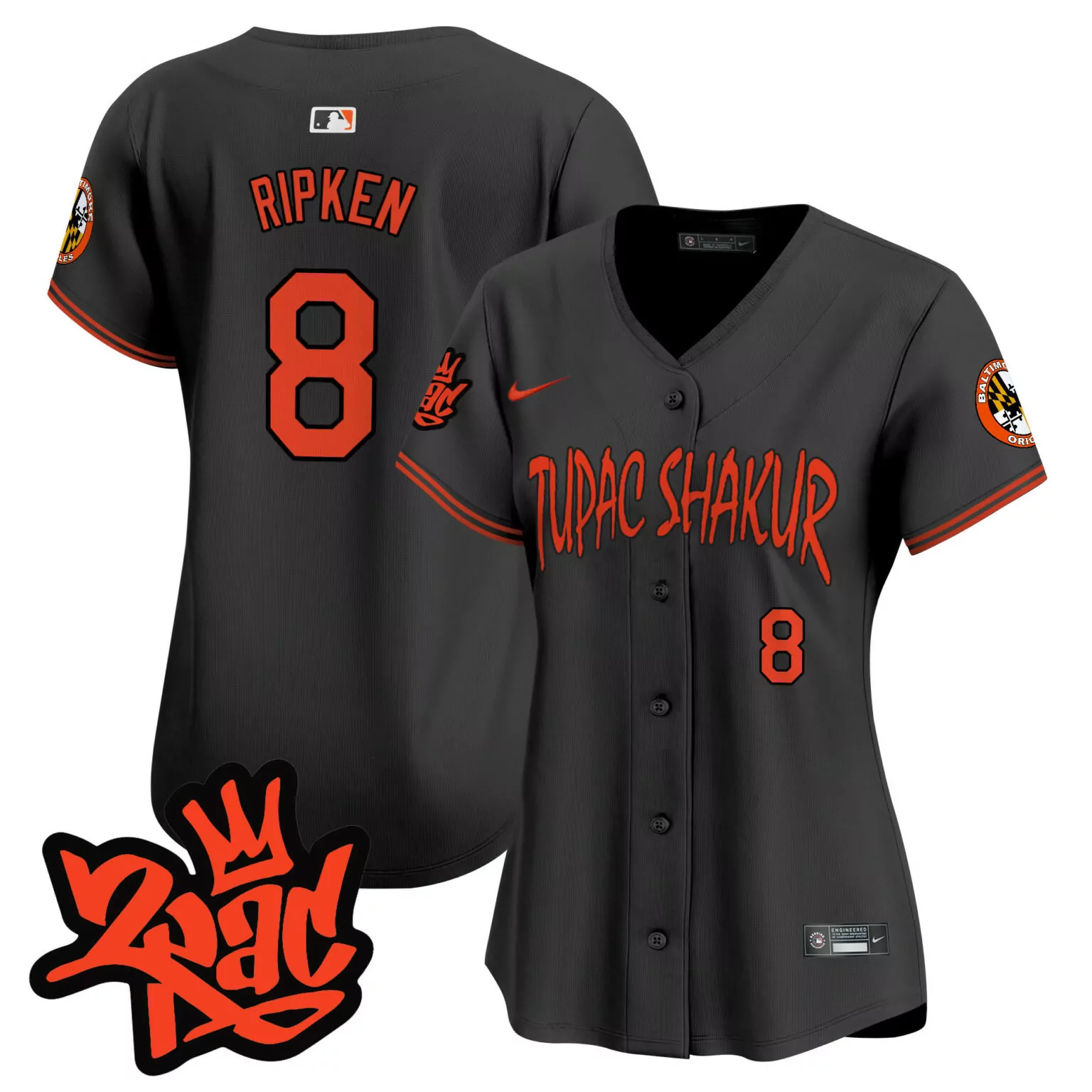 Custom Black cal ripken baltimore orioles tupac shakur jersey all stitched 4299