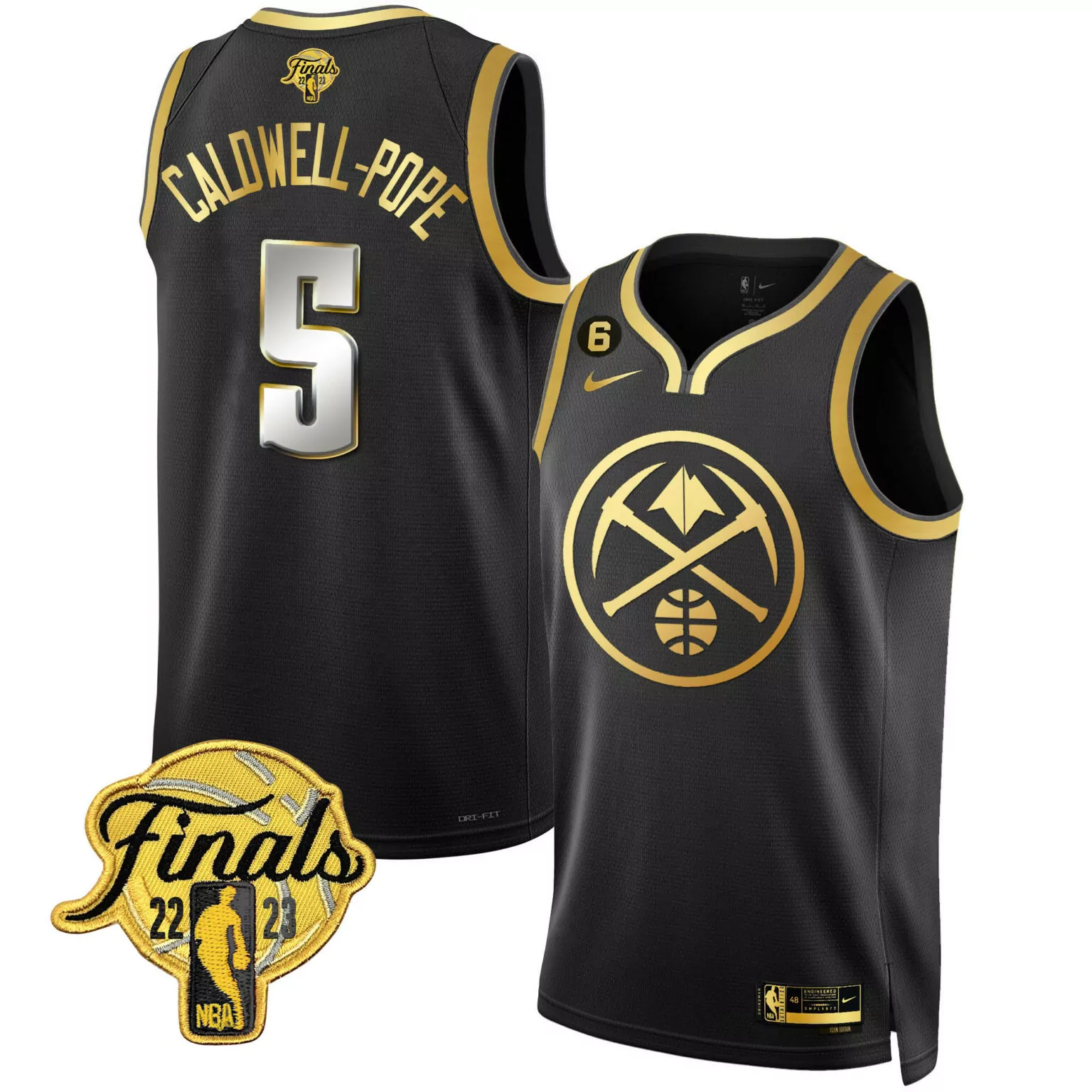 Customizable Black caldwell pope denver nuggets 2023 finals patch gold special jersey all stitched 4022