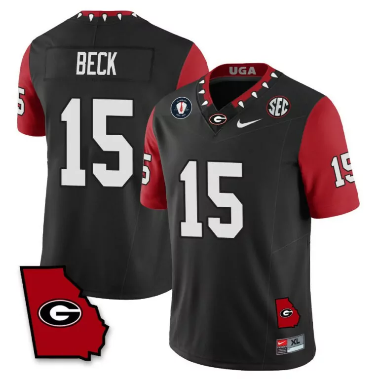 Custom Black carson beck georgia bulldogs 2023 color sleeves jersey all stitched 4888