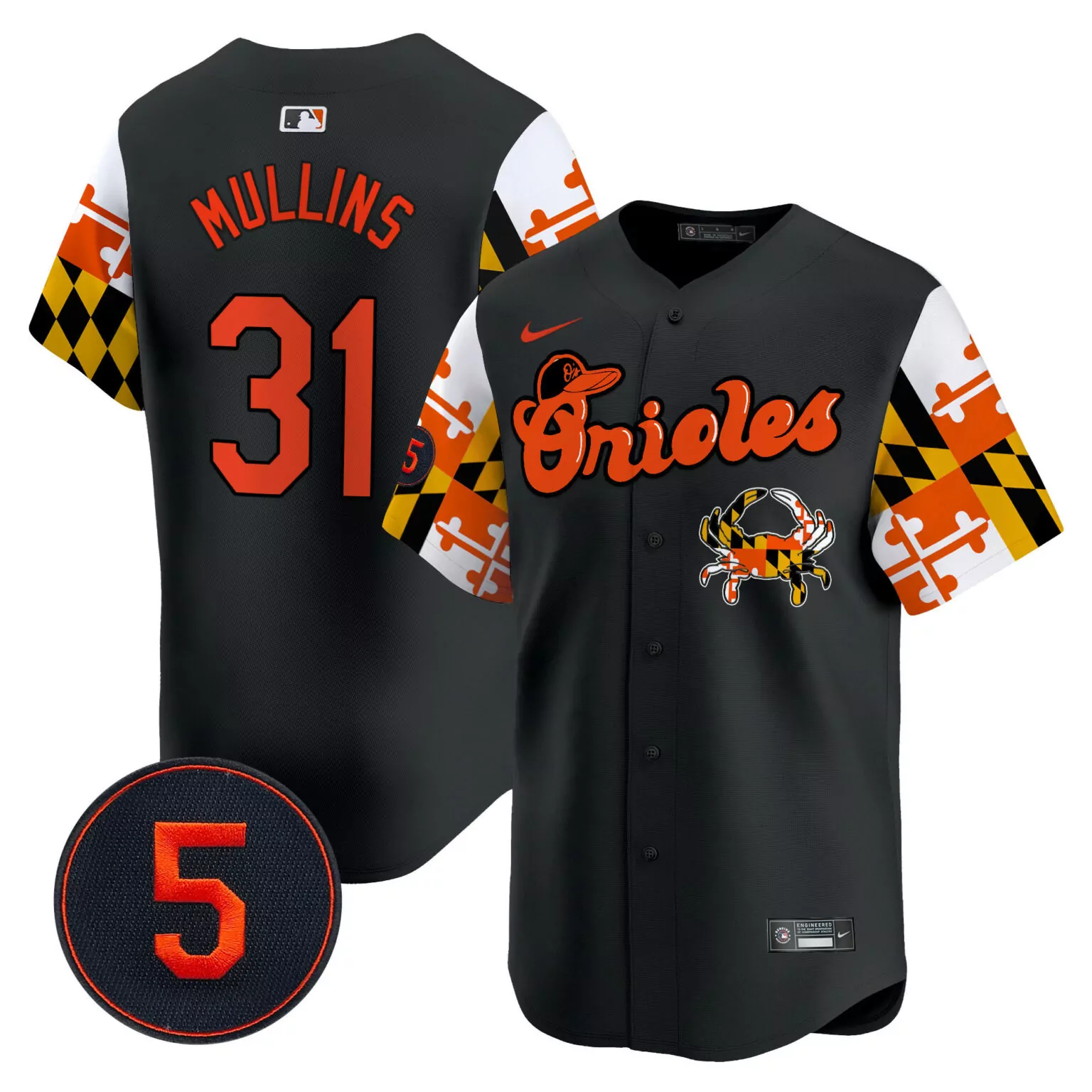 Custom Black cedric mullins baltimore orioles robinson patch jersey v7 all stitched 7922