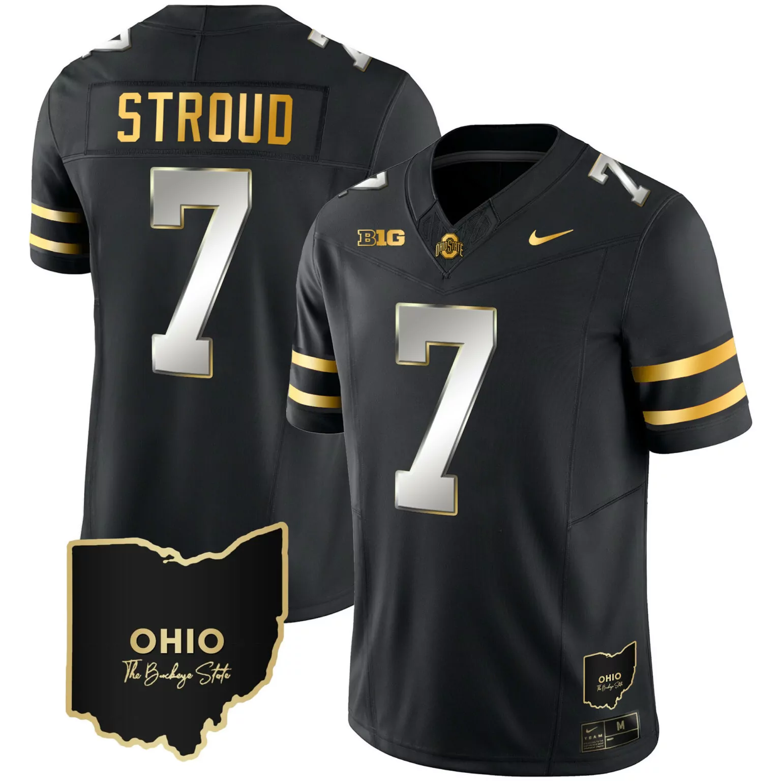 Personalized Black cjstroud ohio state buckeyes 2023 vapor gold jersey ohio patch all stitched 2829