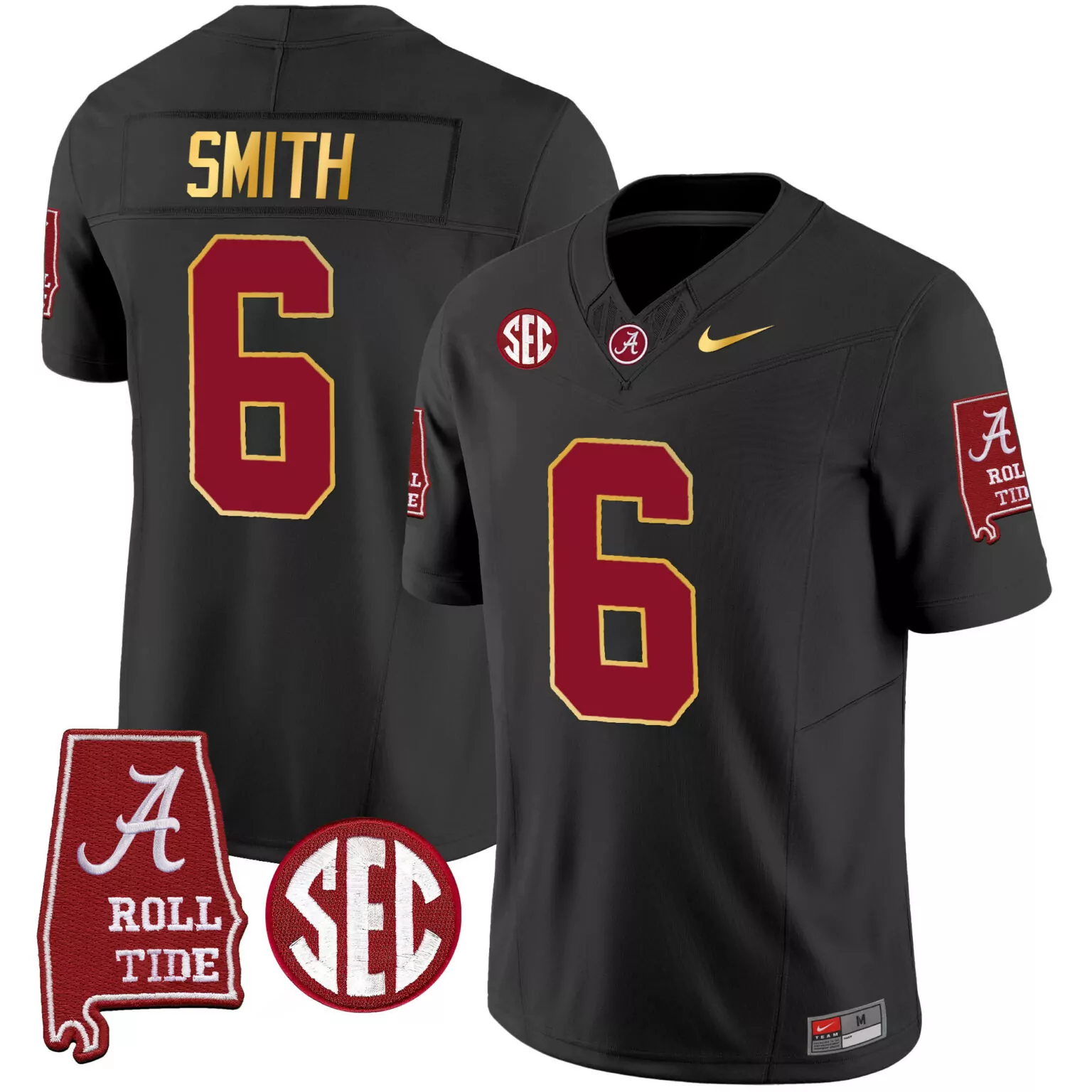 Custom Black devonta smith alabama crimson tide gold trim jersey alabama map all stitched 3875