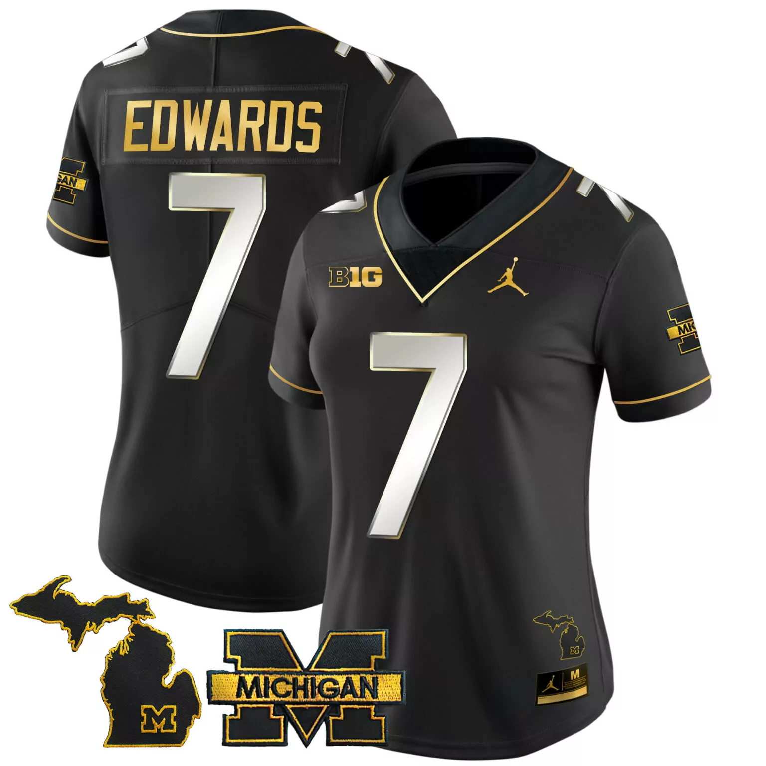 Customizable Black donovan edwards michigan wolverines 2024 vapor gold jersey all stitched 7804