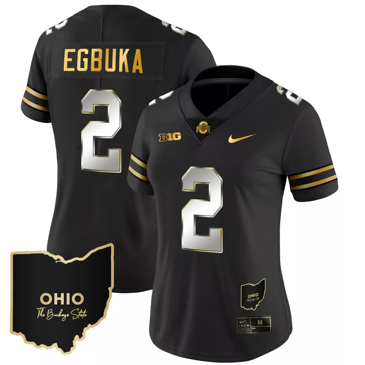 Personalized Black emeka egbuka ohio state buckeyes 2023 vapor gold jersey ohio patch all stitched 9920