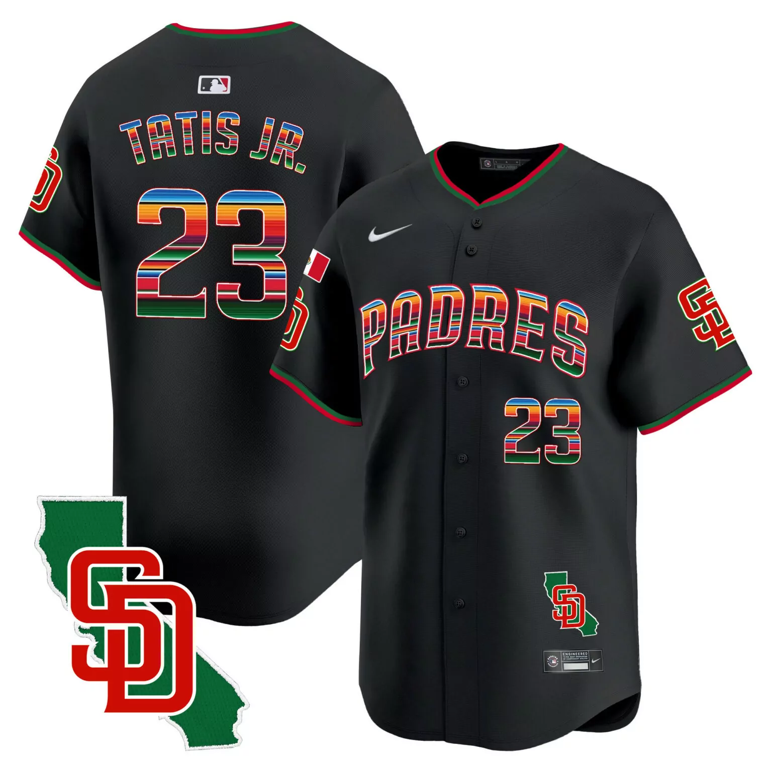 Custom Black fernando tatis jr san diego padres mexico california patch jersey v3 all stitched 2871