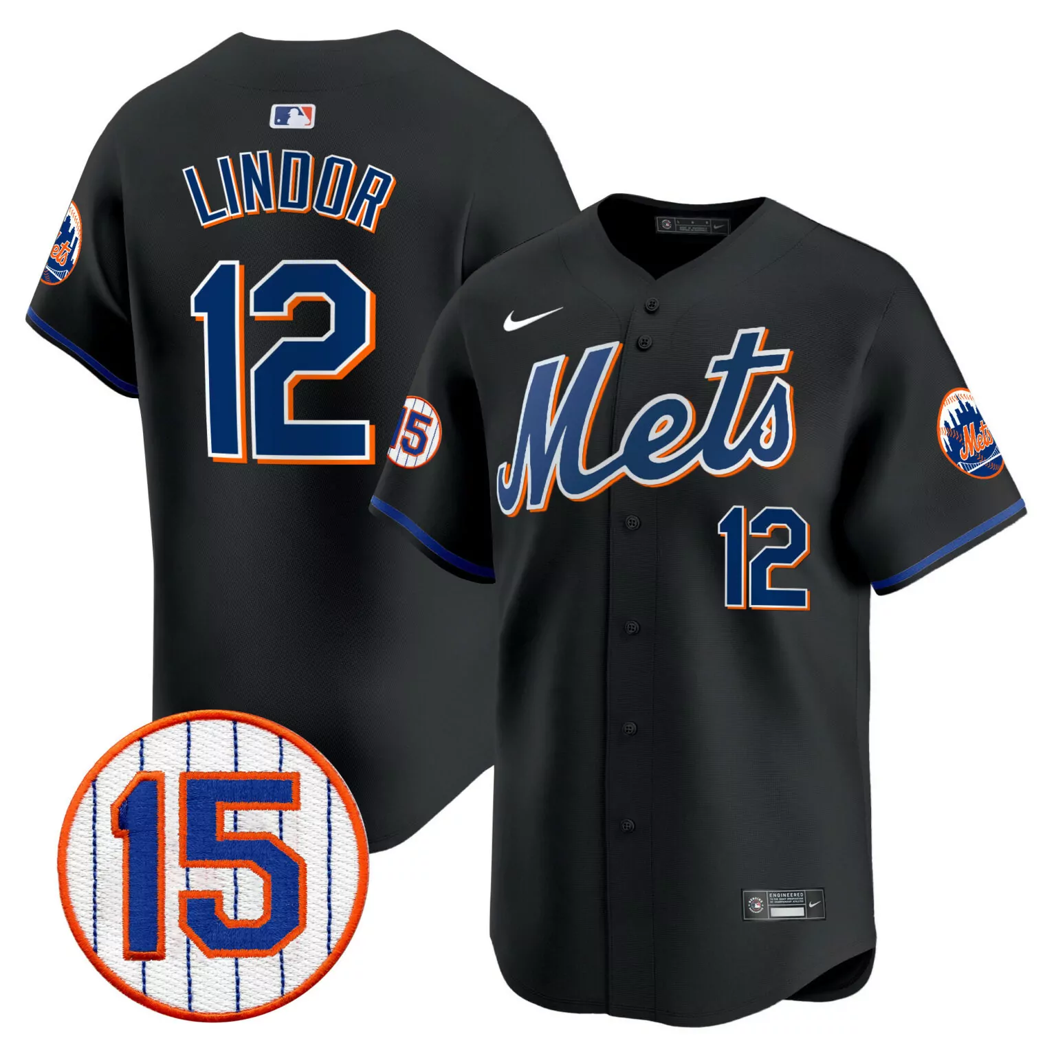 Personalized Black francisco lindor new york mets jerry grote patch jersey all stitched 5450