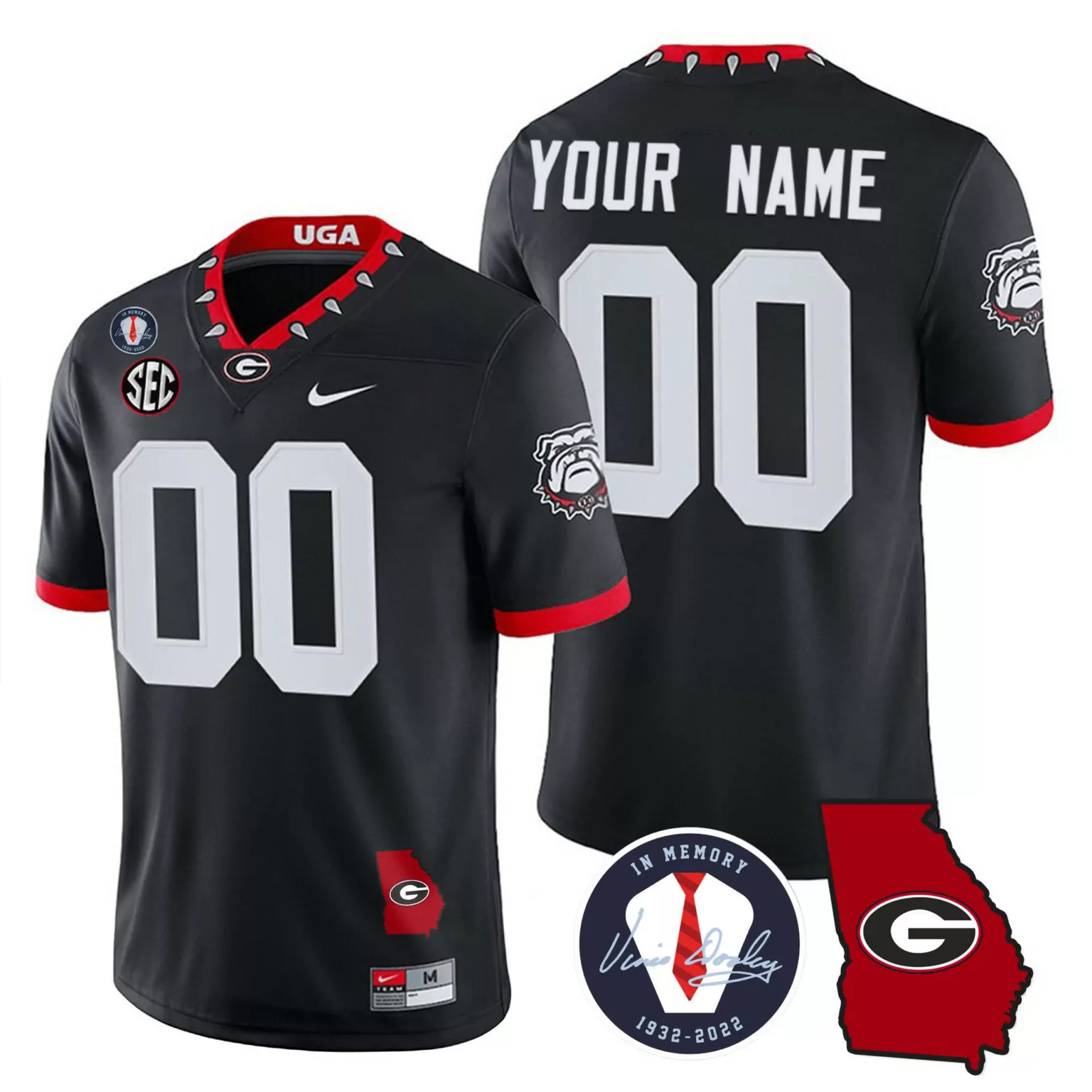 Customizable Black georgia bulldogs 2023 vapor custom jersey georgia map all stitched 8141