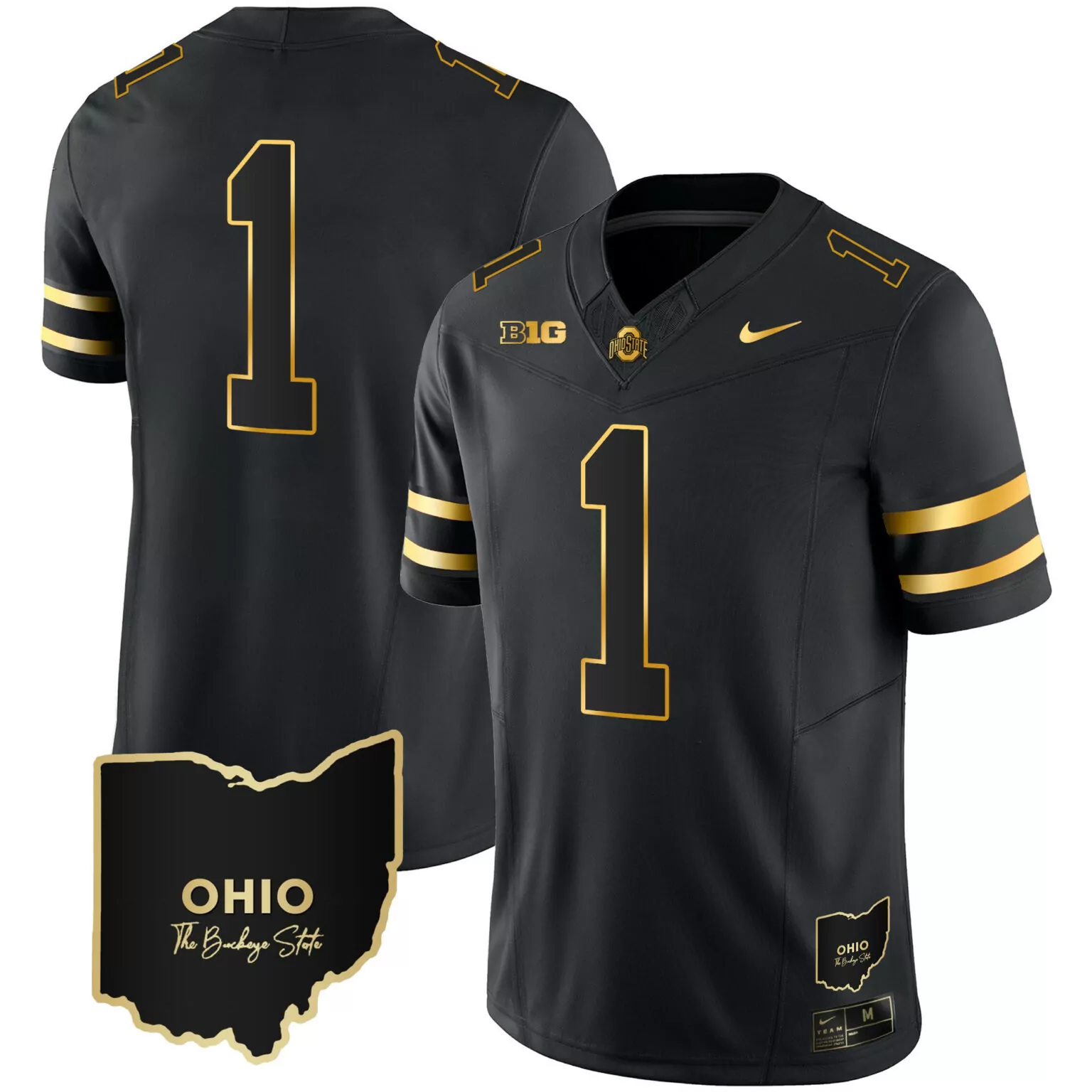 Personalized Black gold 1 team ohio state buckeyes 2023 vapor gold jersey ohio patch all stitched 9755