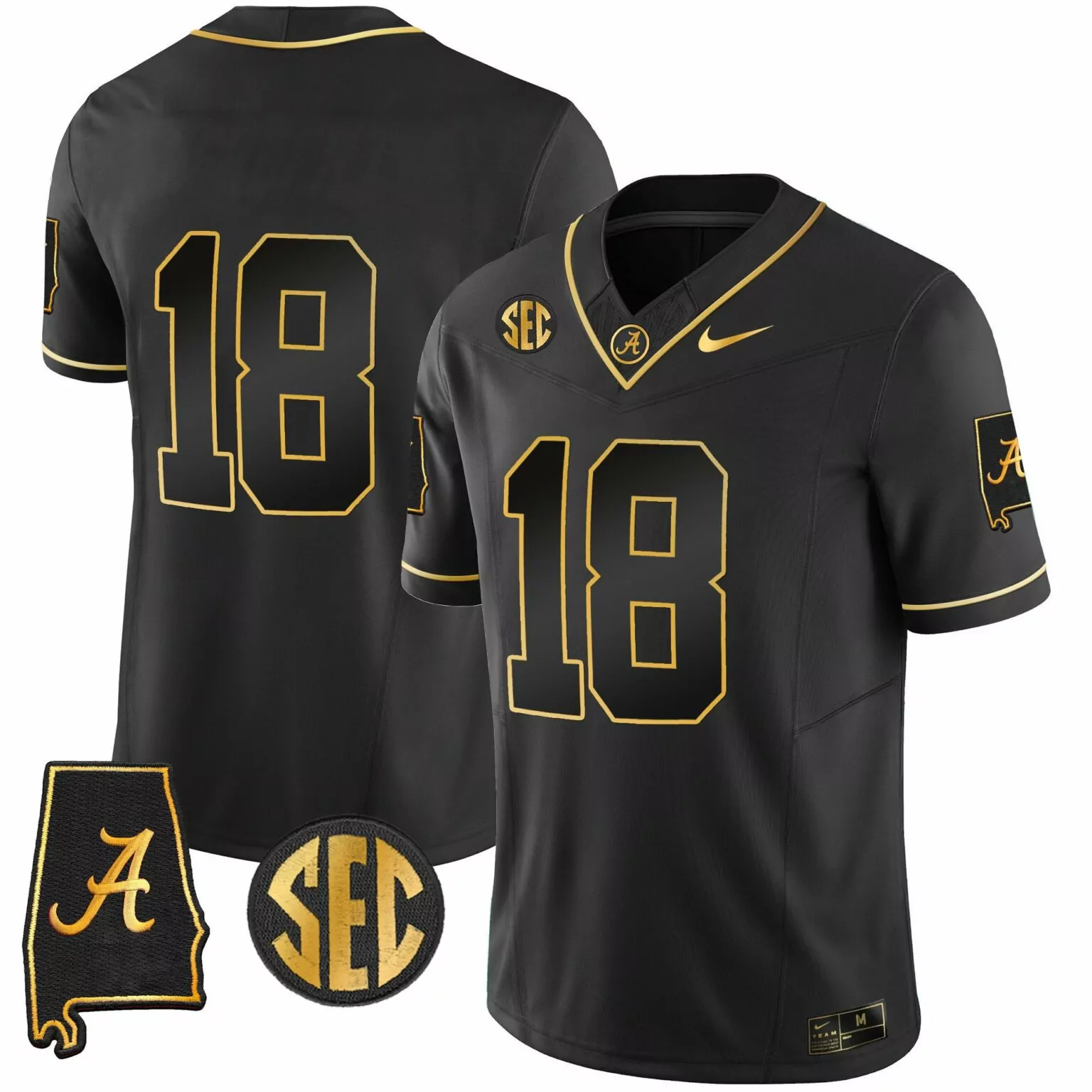 Personalized Black gold 18 team alabama crimson tide gold jersey alabama map all stitched 4893