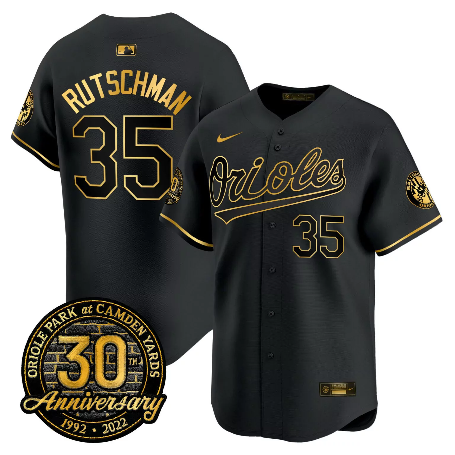 Custom Black gold adley rutschman baltimore orioles camden yards 30th anniversary patch jersey all stitched 4715