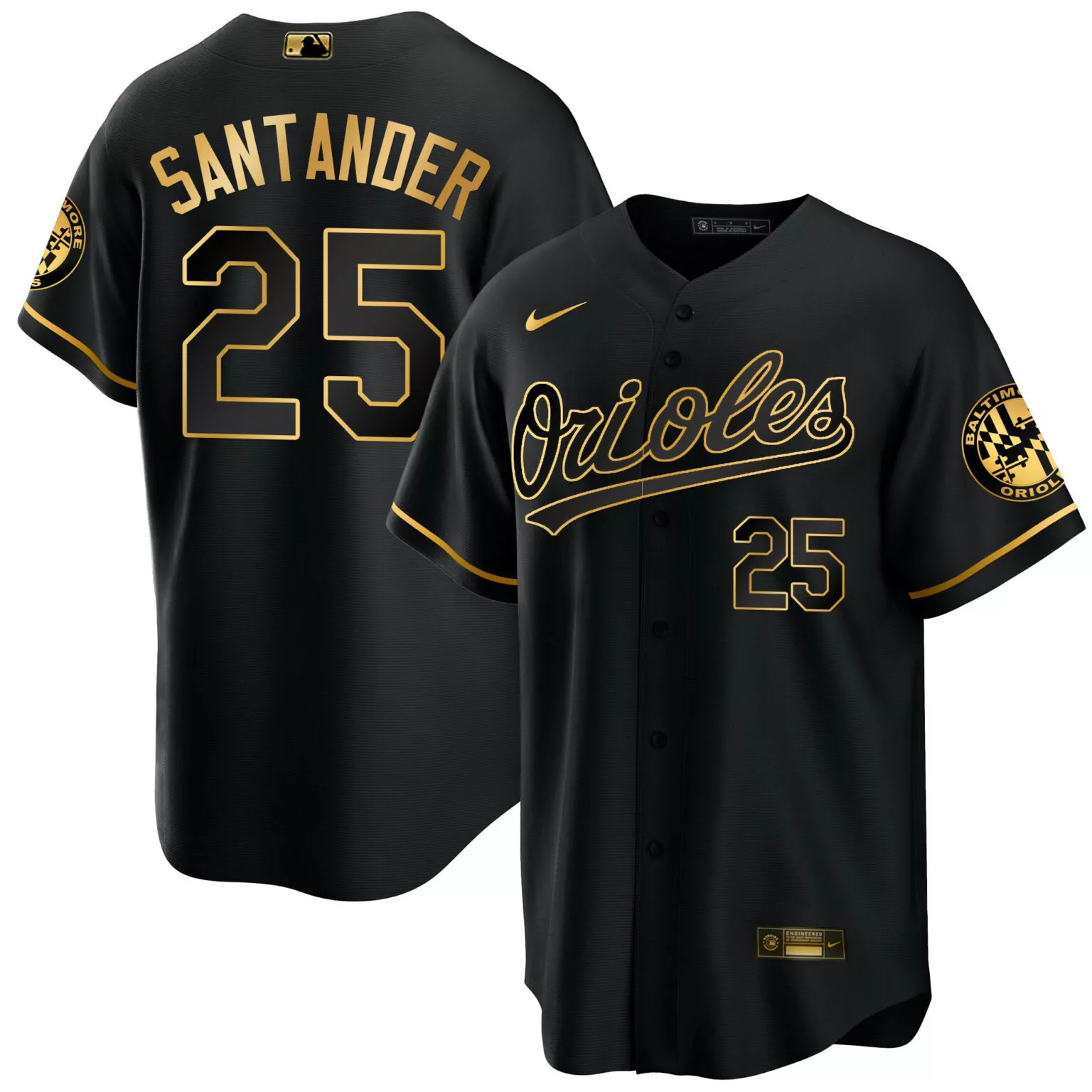 Custom Black gold anthony santander baltimore orioles 2023 special gold cool jersey all stitched 3196