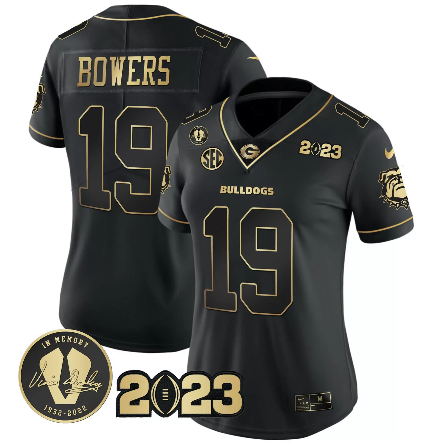 Custom Black gold brock bowers georgia bulldogs 2023 champions gold jersey all stitched 6575