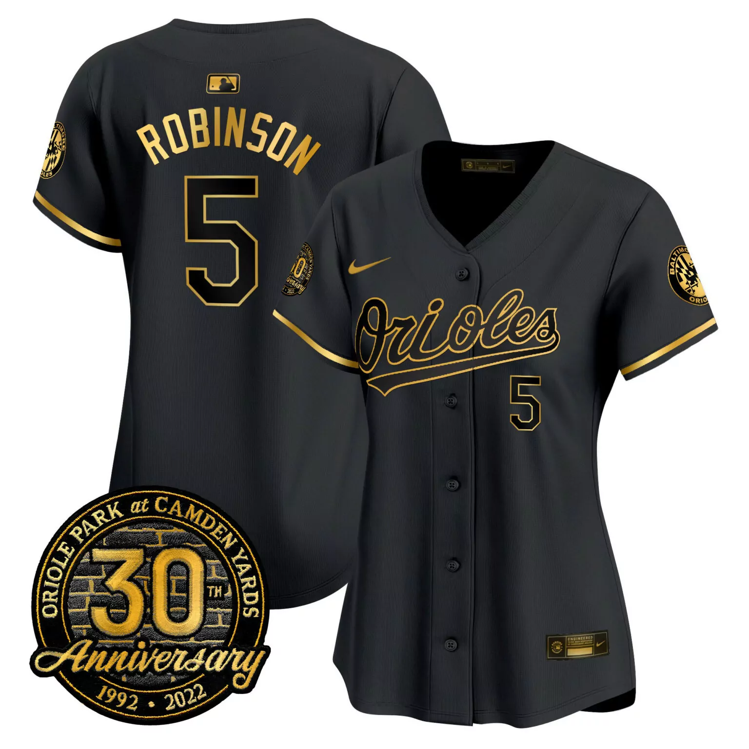 Customizable Black gold brooks robinson baltimore orioles camden yards 30th anniversary patch jersey all stitched 3065
