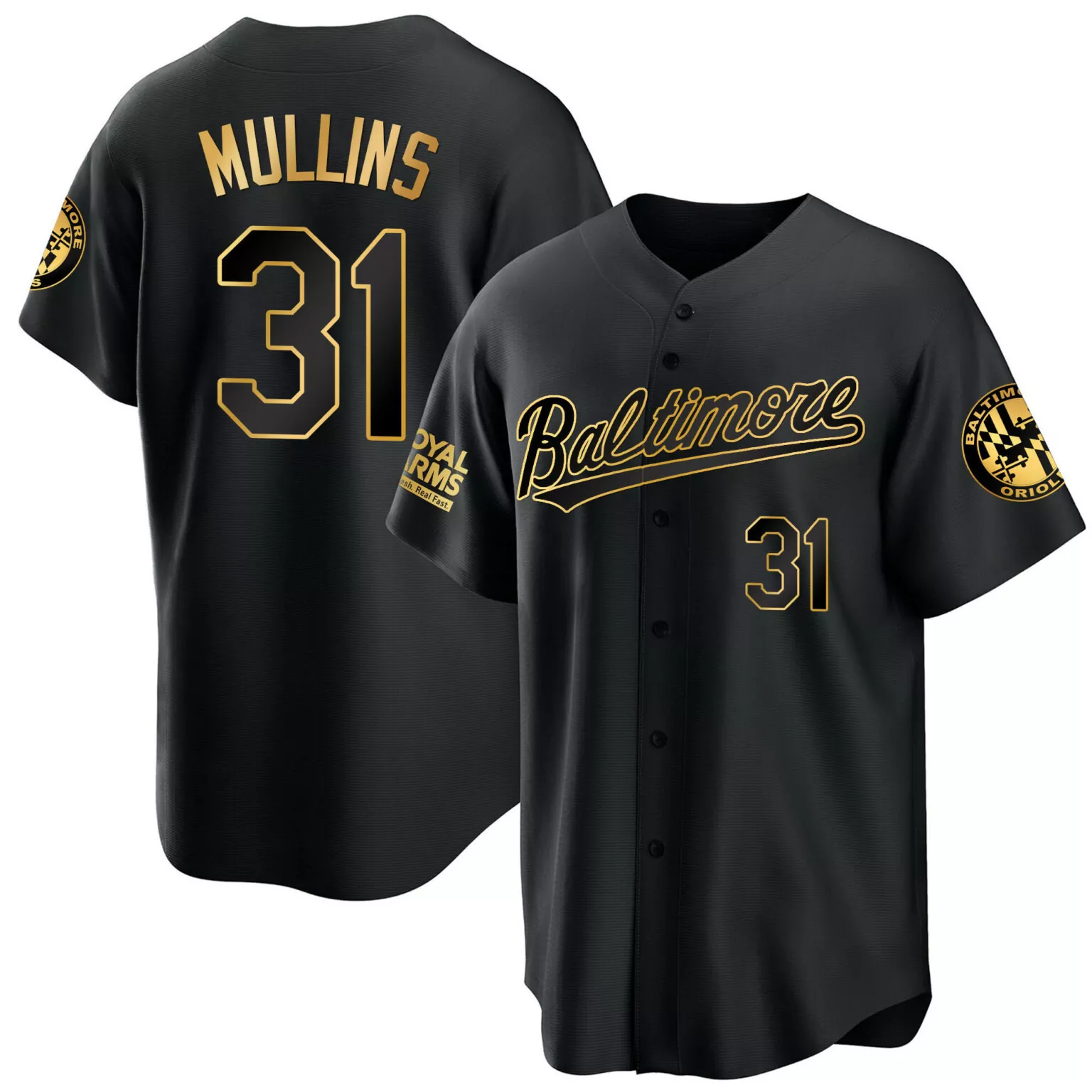 Custom Black gold cedric mullins baltimore orioles 2023 gold cool jersey all stitched 9096