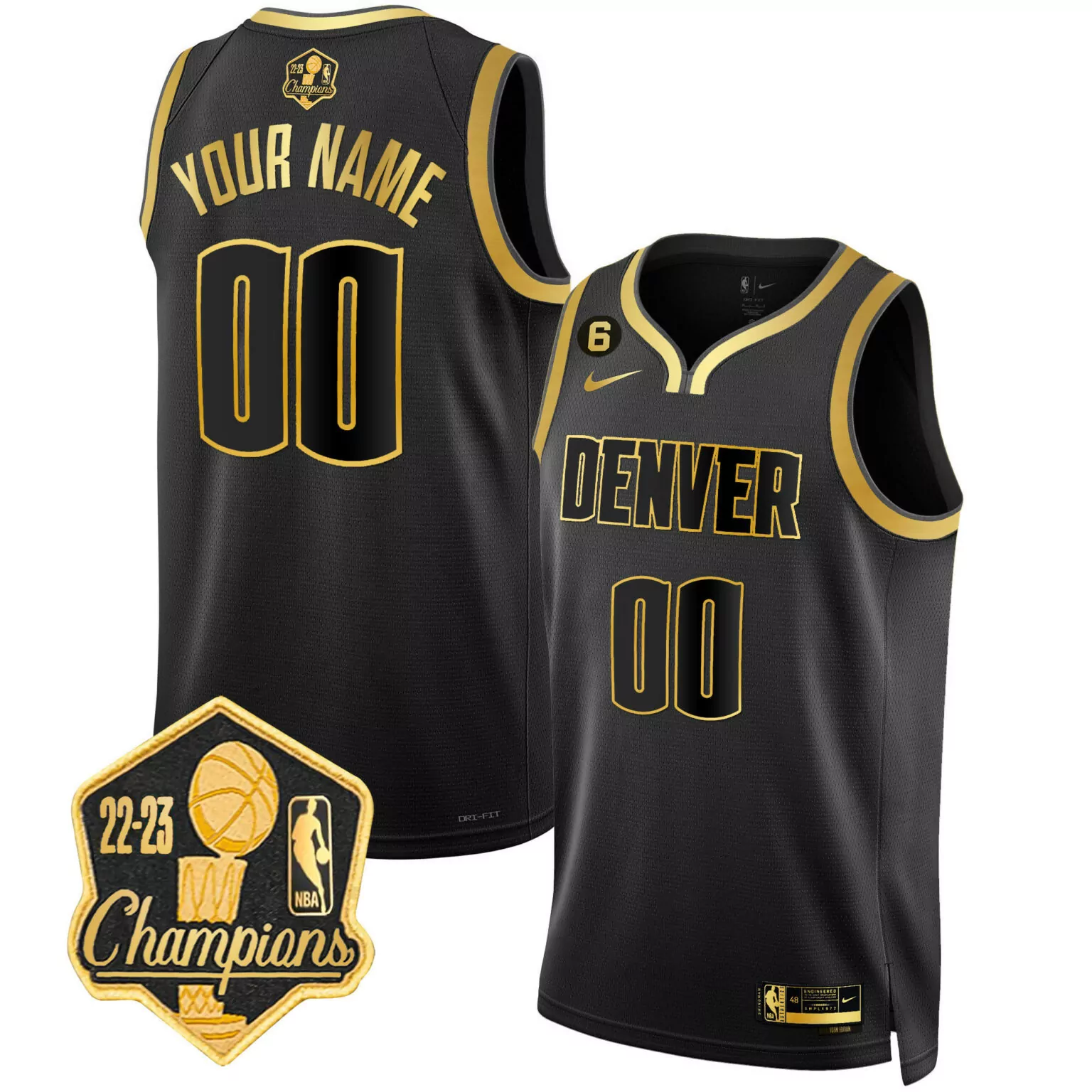 Customizable Black gold denver nuggets 2023 champions patch custom jersey all stitched 2929
