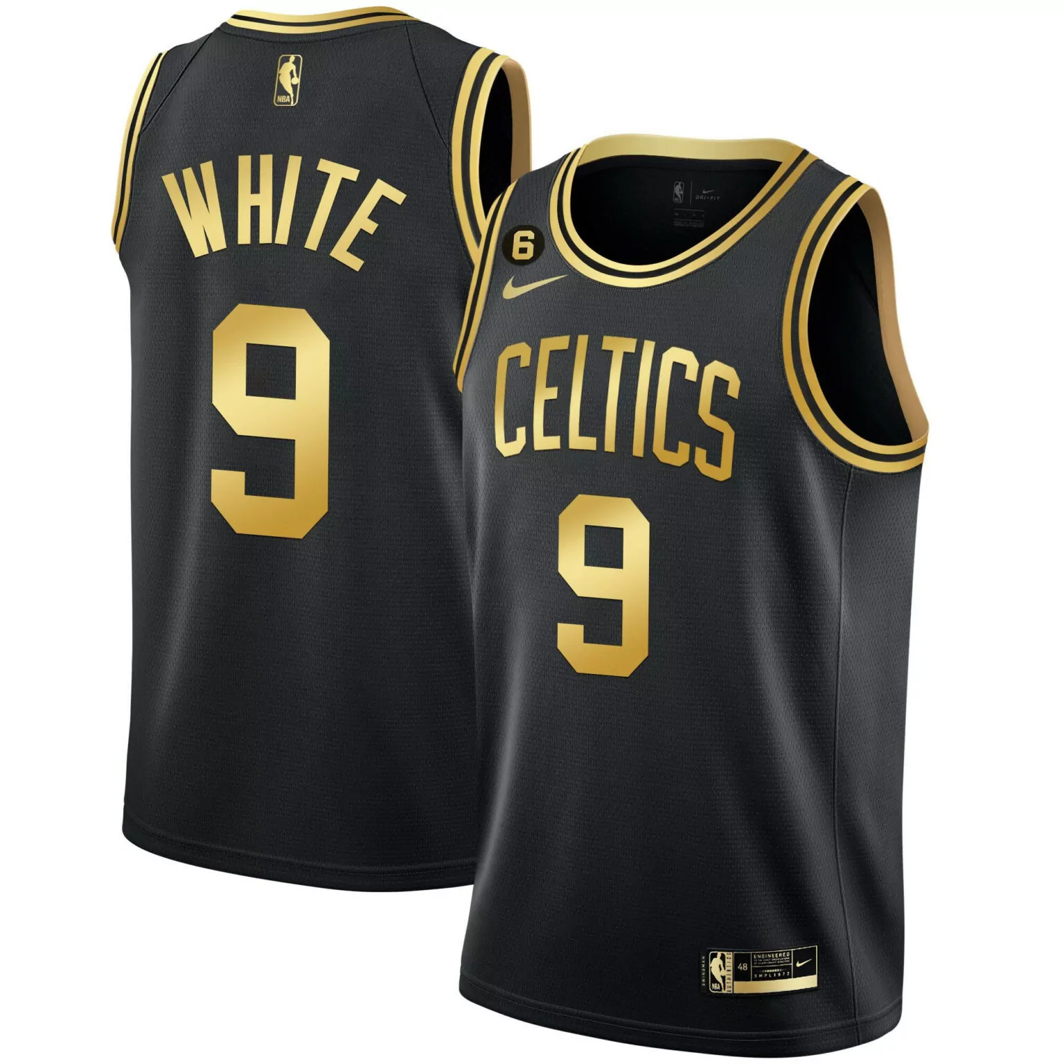 Custom Black gold derrick white boston celtics bill russell patch collection jersey all stitched 5976