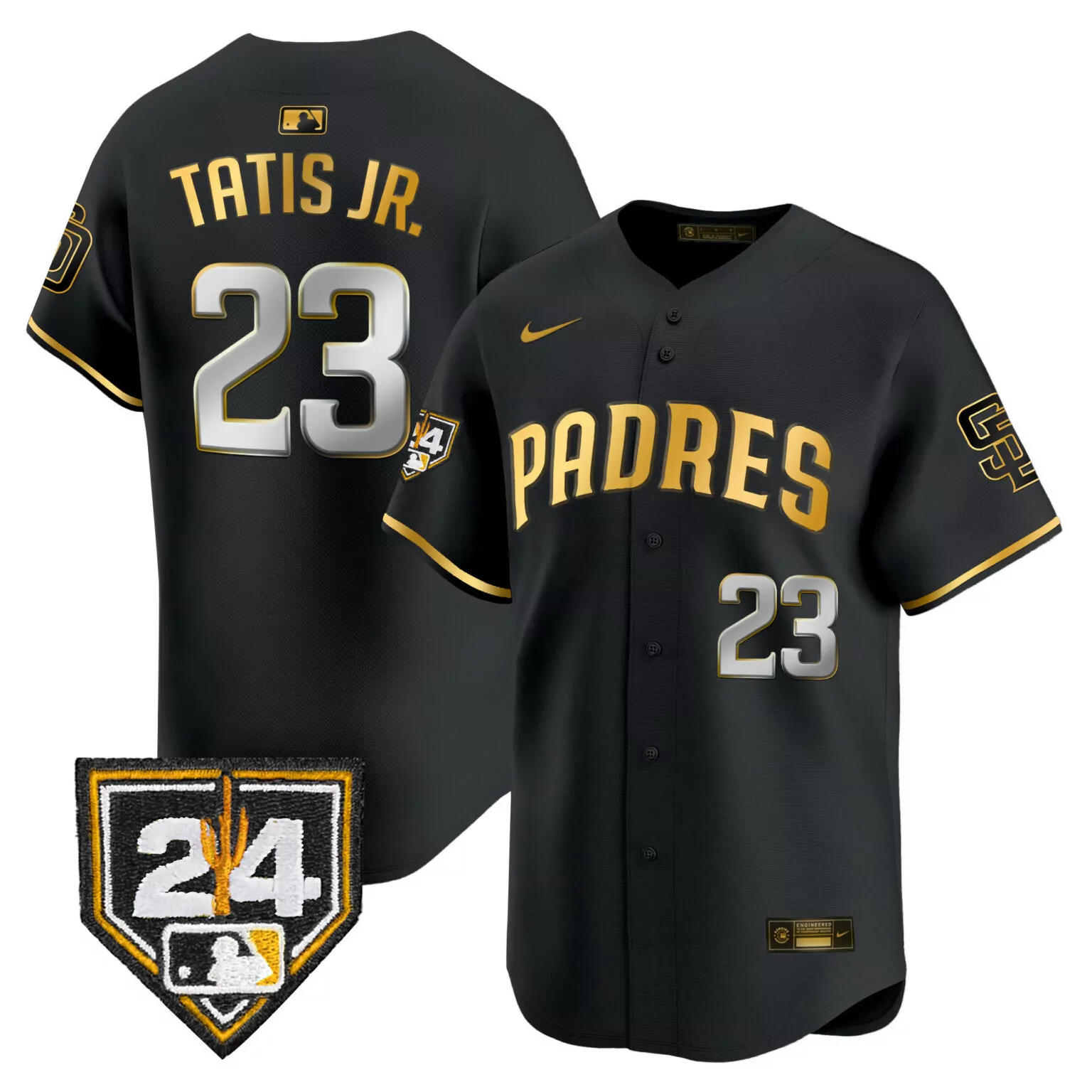 Customizable Black gold fernando tatis jr san diego padres 2024 spring training patch jersey all stitched 3574