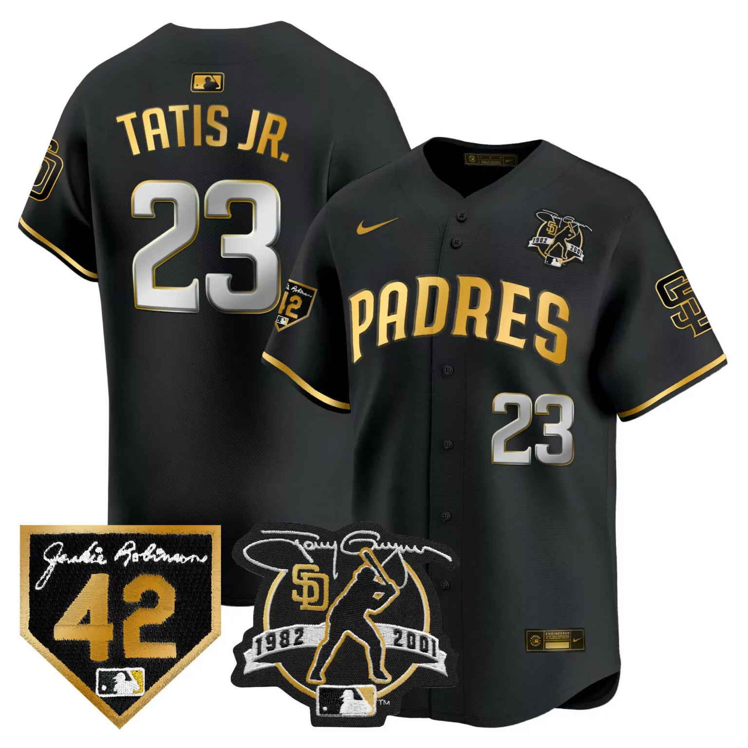 Customizable Black gold fernando tatis jr san diego padres 2024 spring training patch jersey all stitched 3574