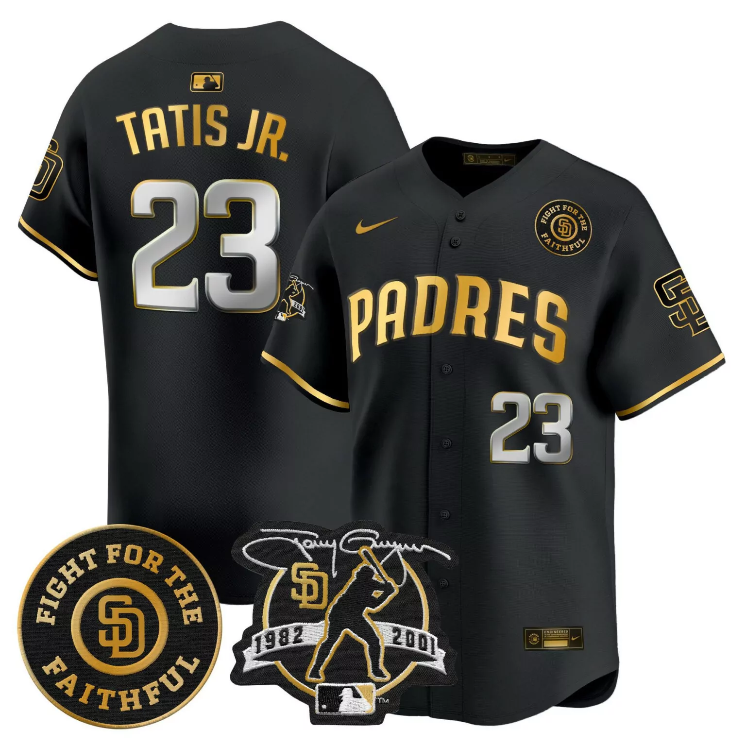 Custom Black gold fernando tatis jr san diego padres tony gwynn faithful patch jersey all stitched 4260
