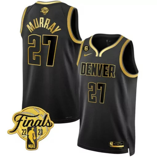 Personalized Black gold jamal murray denver nuggets nba finals patch jersey collection all stitched 5367