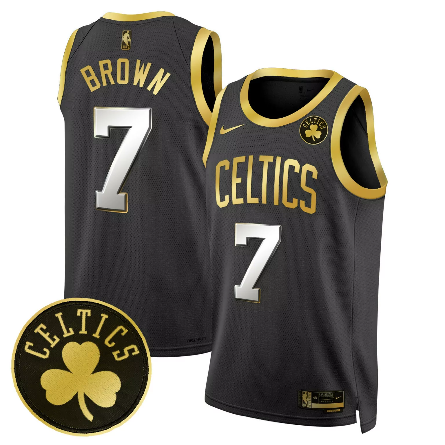Personalized Black gold jaylen brown boston celtics swingman jersey all stitched 9410