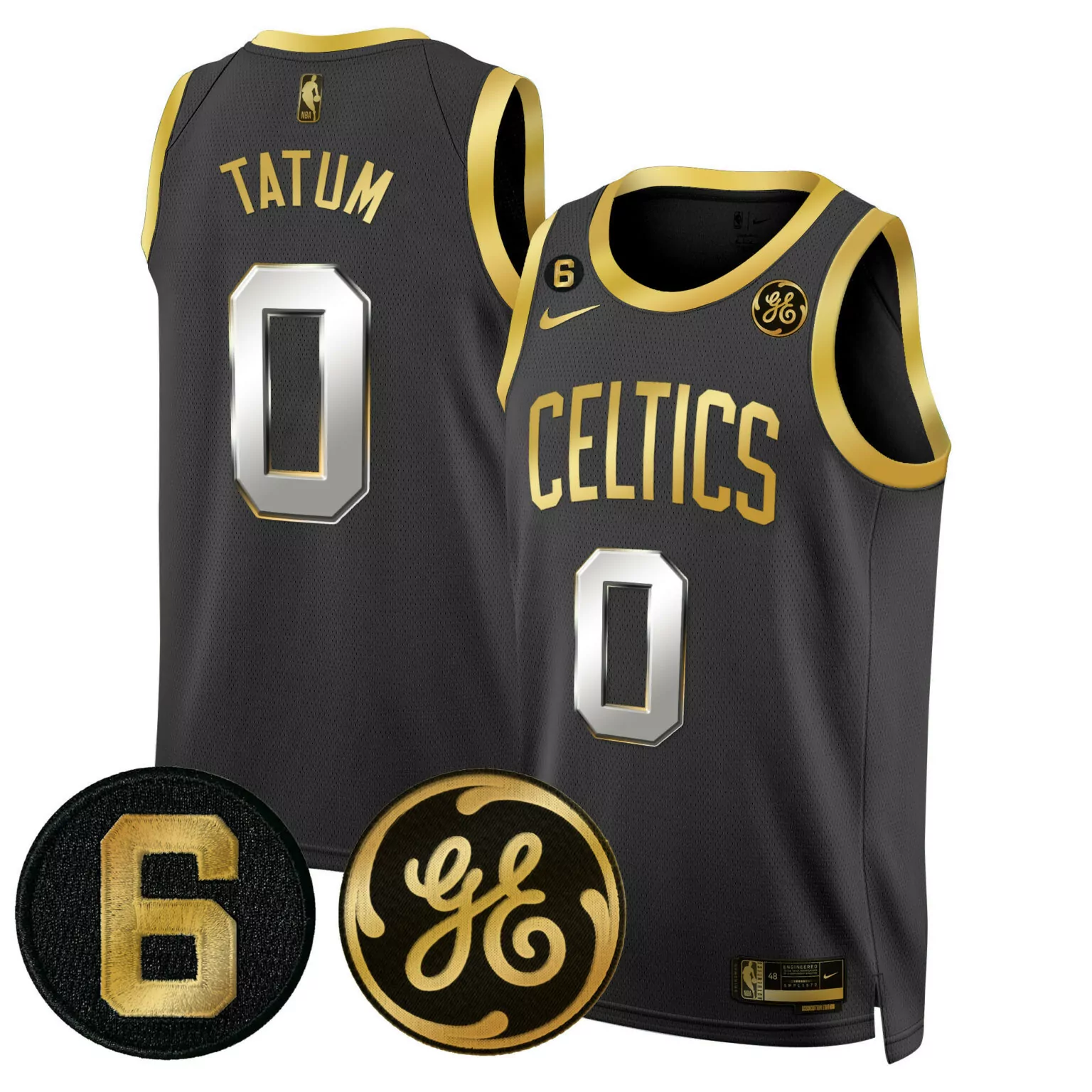 Personalized Black gold jayson tatum boston celtics bill russell john havlicek patch jersey all stitched 6534