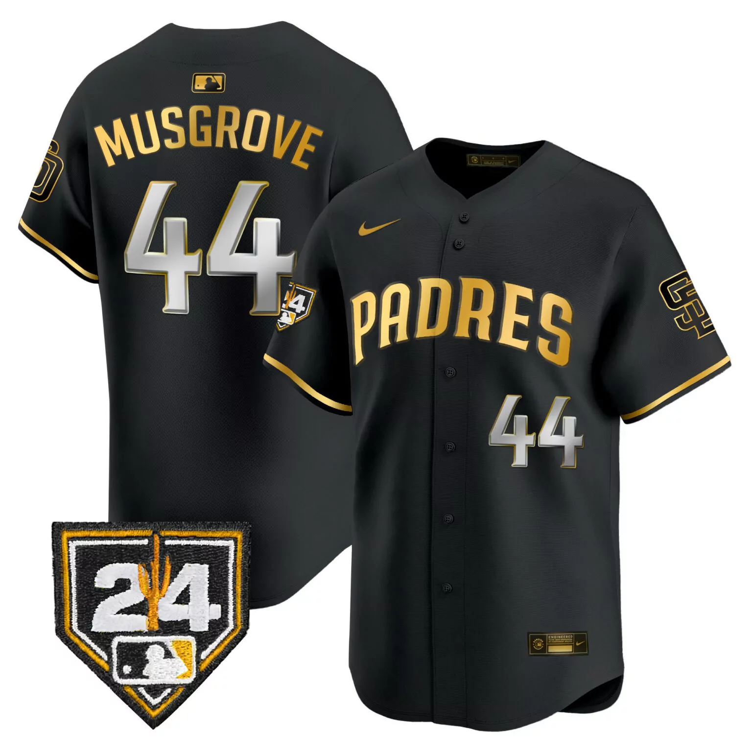 Personalized Black gold joe musgrove san diego padres 2024 spring training patch jersey all stitched 2556