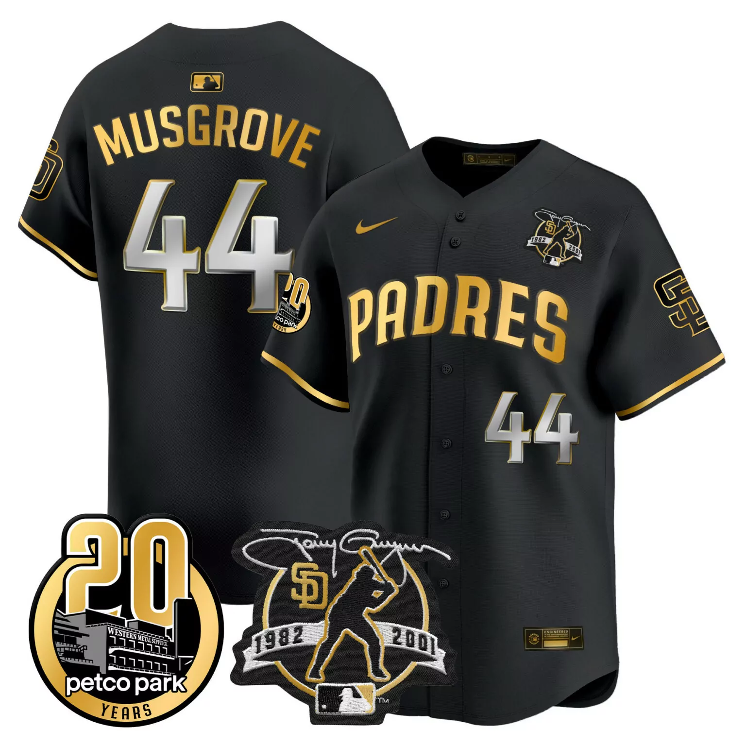 Customizable Black gold ha seong kim san diego padres tony gwynn petco park 20th patch jersey all stitched 7329