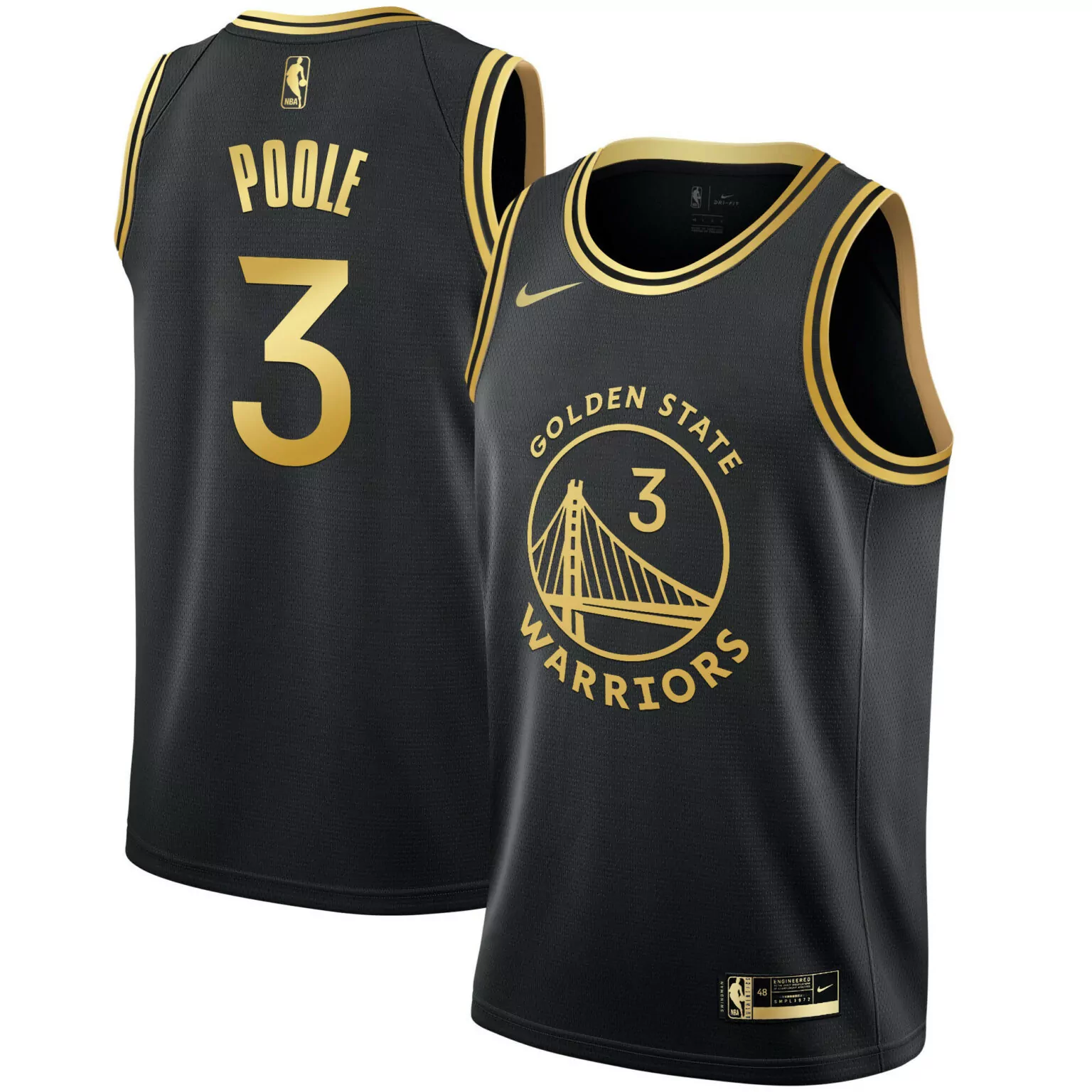 Custom Black gold jordan poole golden state warriors black gold jersey all stitched 7294