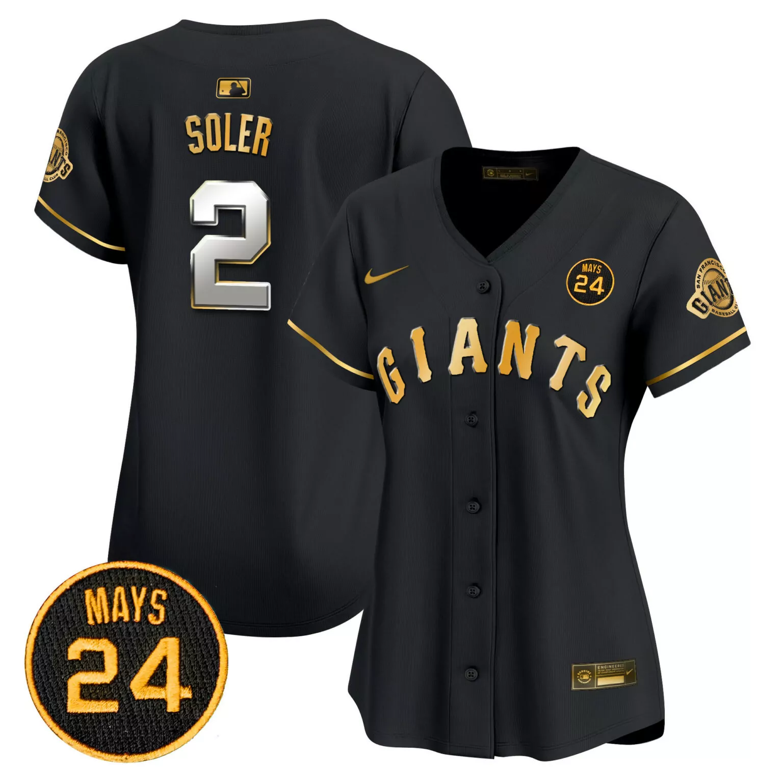 Personalized Black gold jorge soler san francisco giants 2024 willie mays patch jersey v3 all stitched 4291