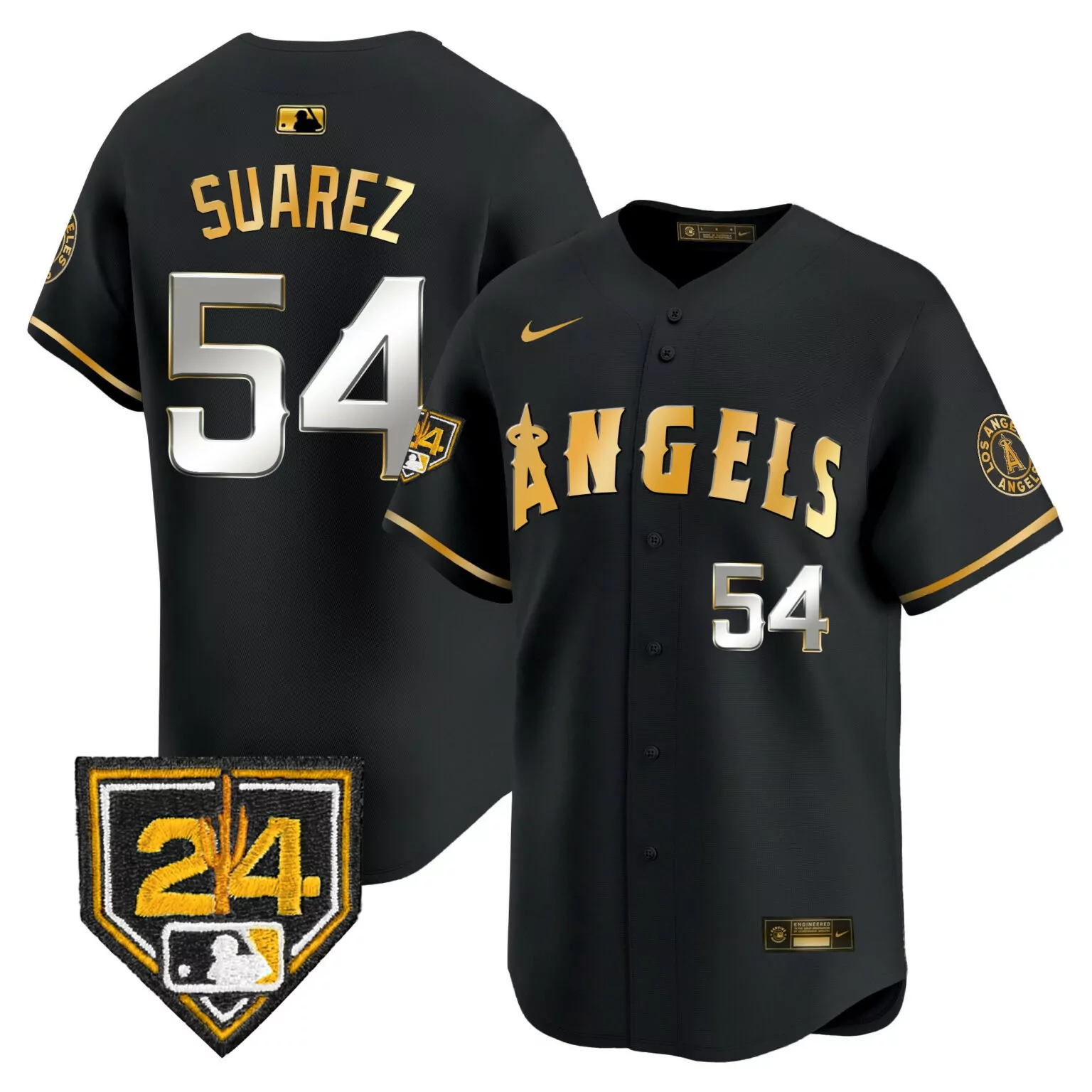 Customizable Black gold jos suarez los angeles angels 2024 spring training patch jersey all stitched 4421
