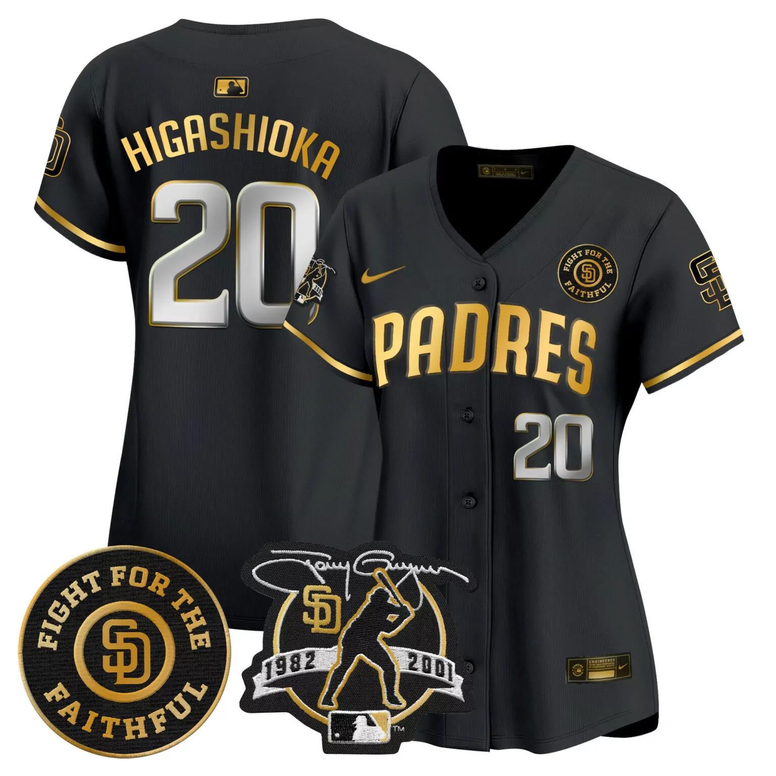 Personalized Black gold joe musgrove san diego padres tony gwynn petco park 20th patch jersey all stitched 6118