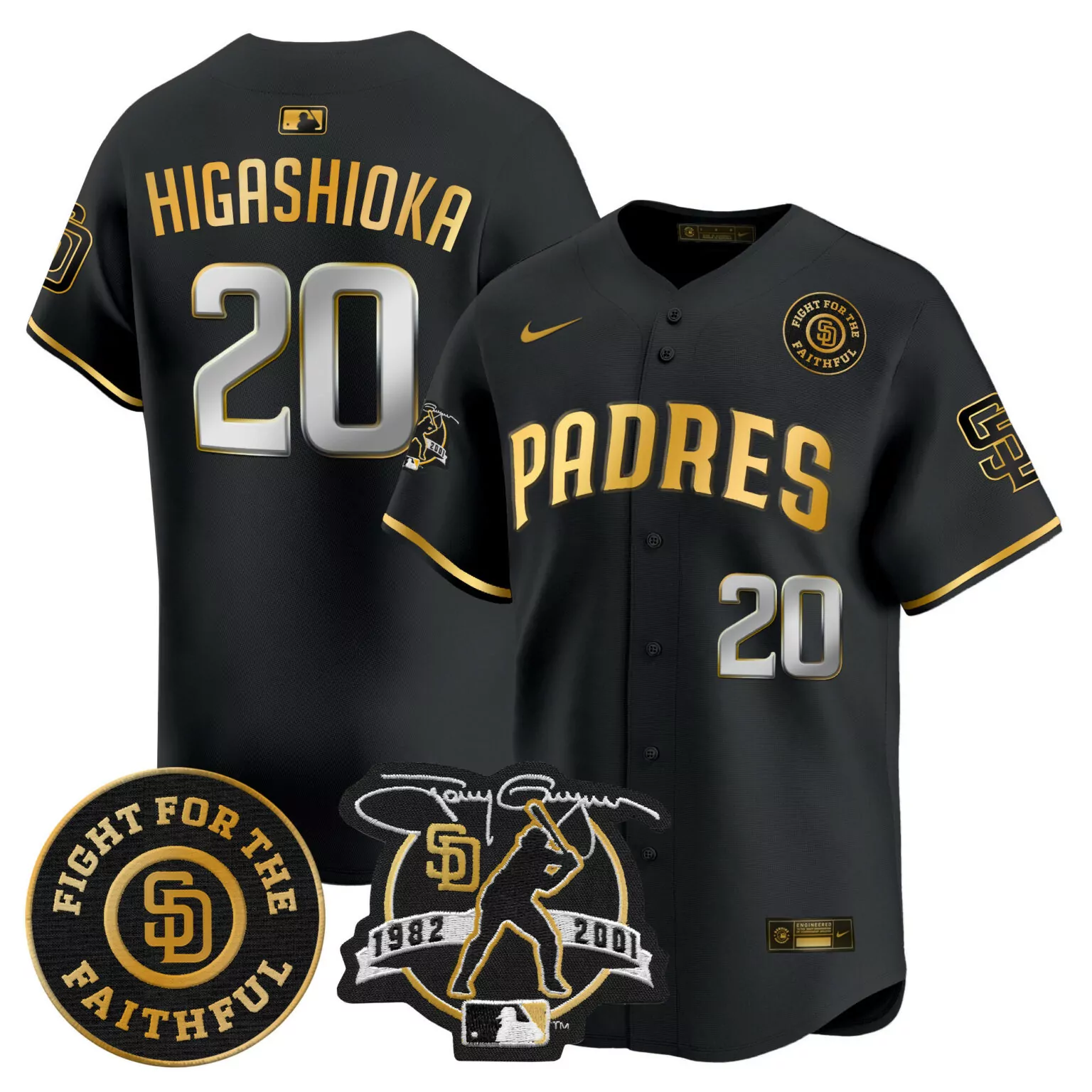 Personalized Black gold joe musgrove san diego padres tony gwynn petco park 20th patch jersey all stitched 6118