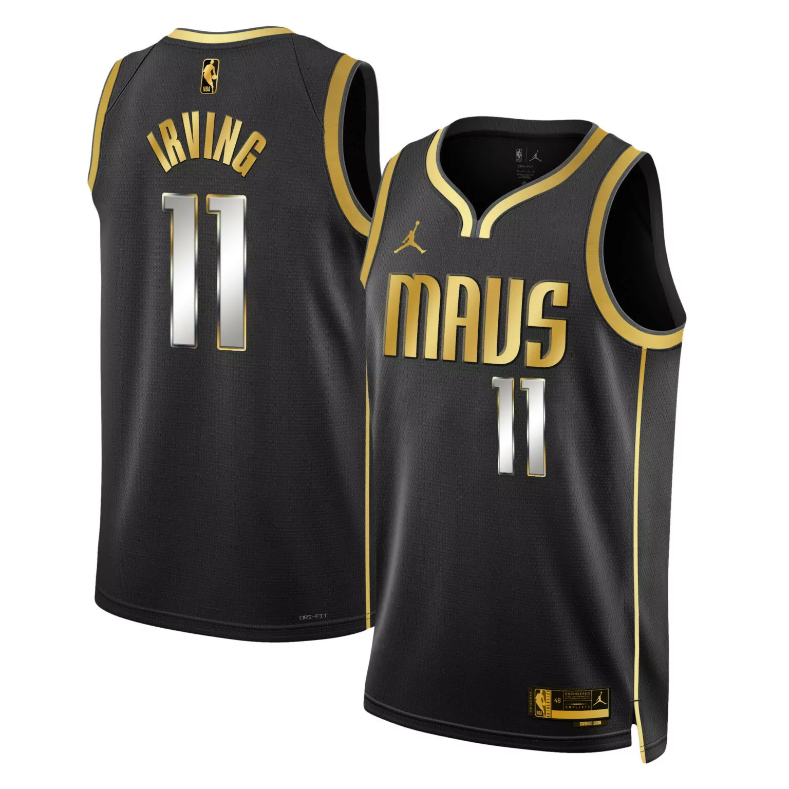 Custom Black gold kyrie irving dallas mavericks swingman jersey all stitched 8996