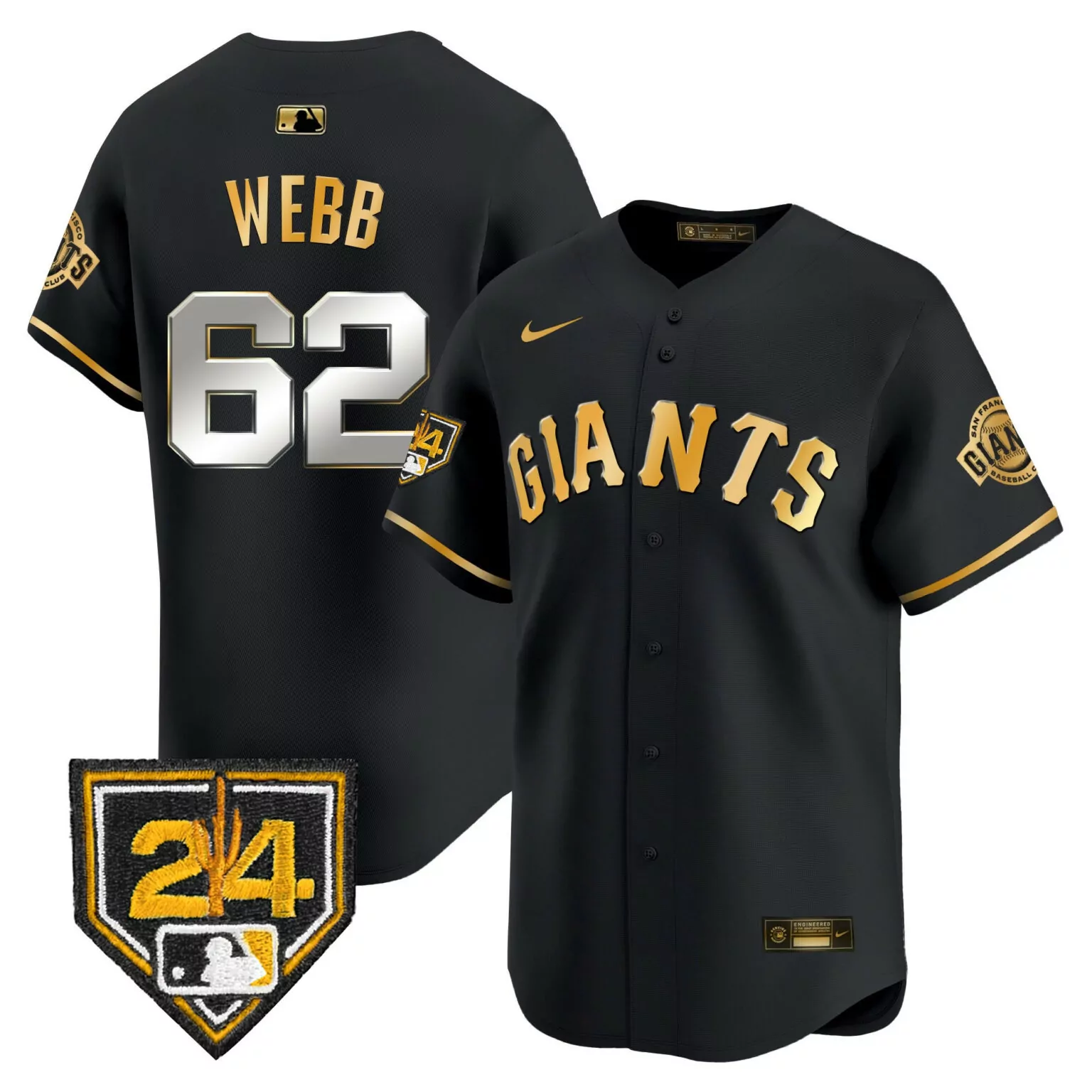 Customizable Black gold logan webb san francisco giants 2024 spring training jersey all stitched 3984