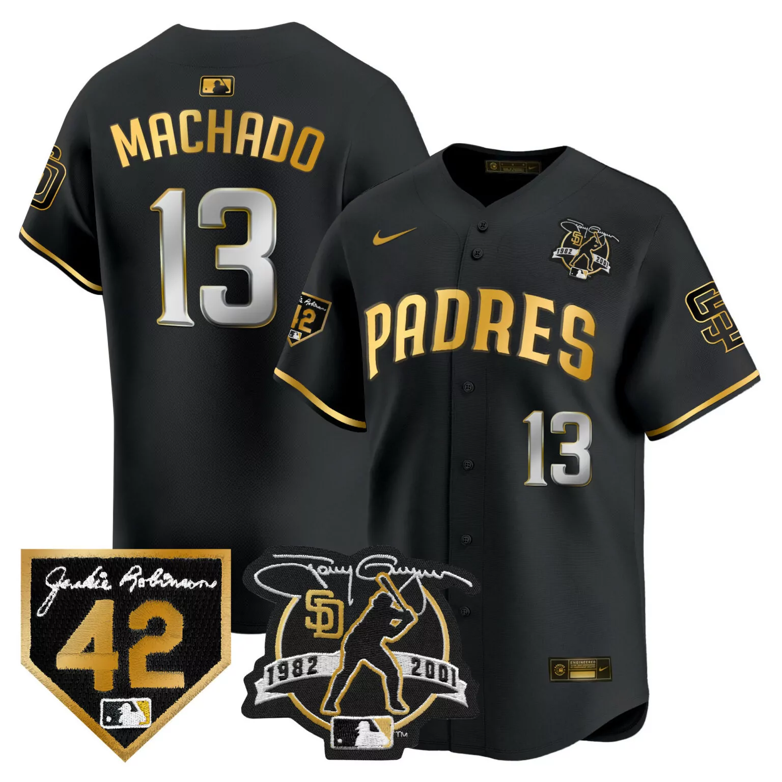 Personalized Black gold manny machado san diego padres 2024 for peter robinson patch jersey all stitched 8237