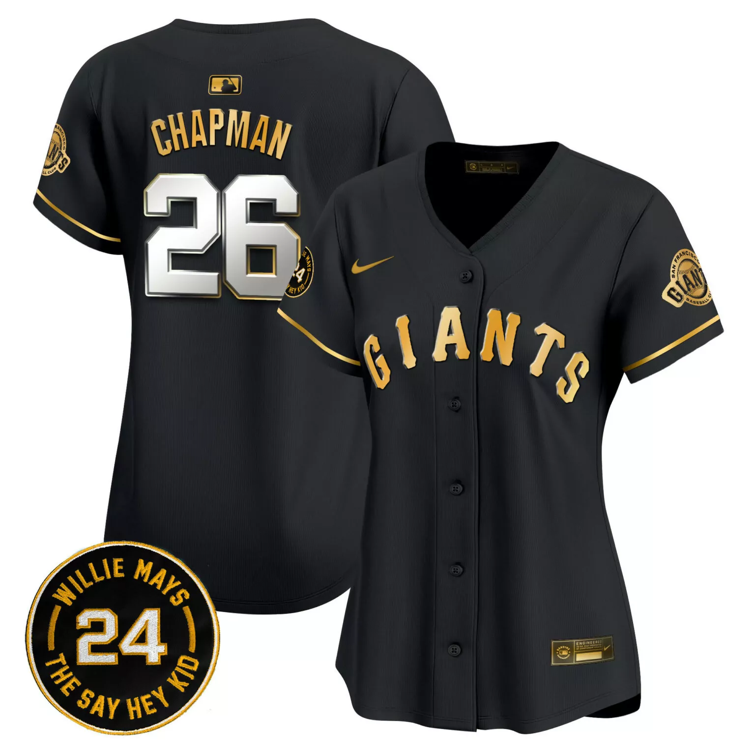 Customizable Black gold matt chapman san francisco giants 2024 willie mays patch jersey all stitched 9836