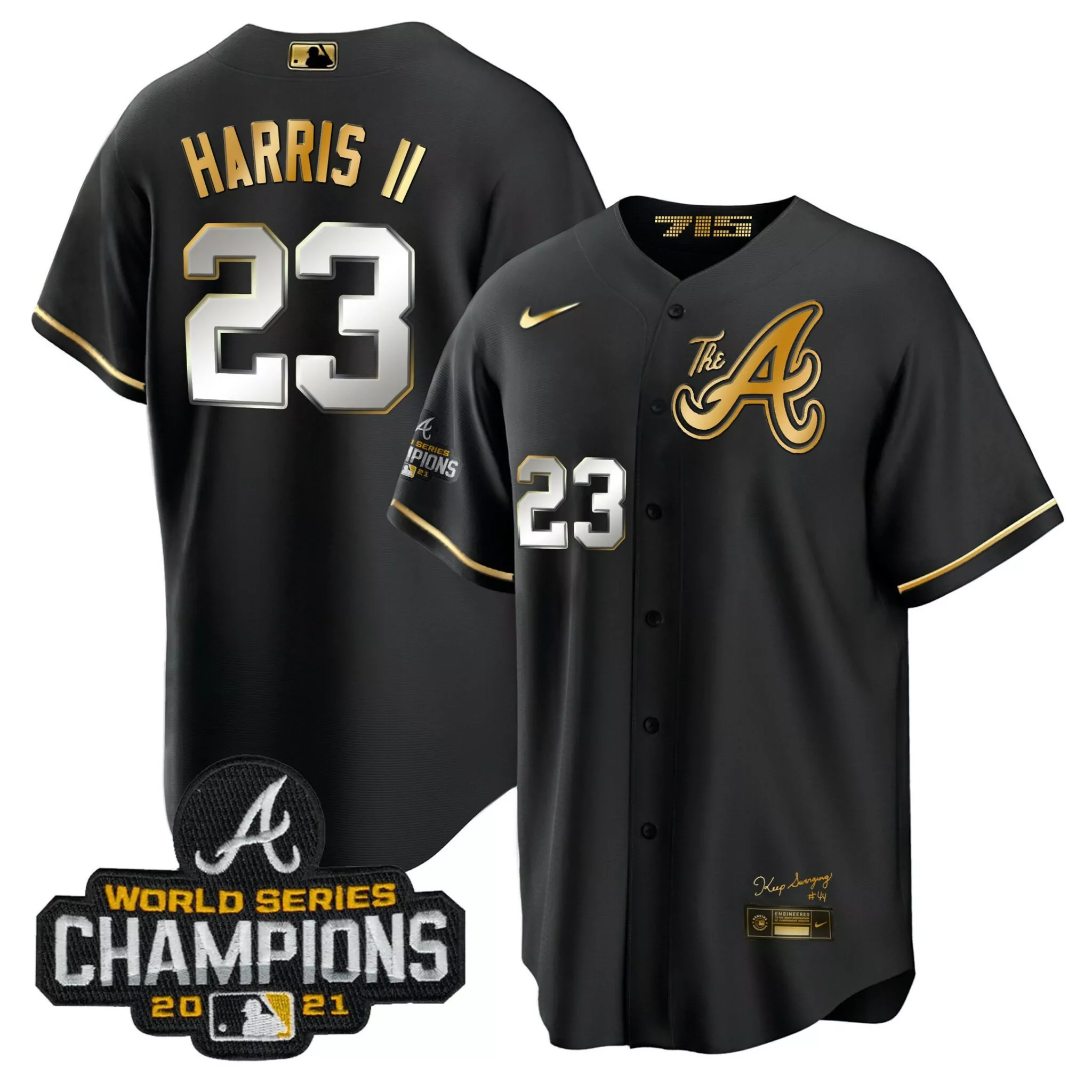 Customizable Black gold michael harris ii atlanta braves champions city connect gold jersey all stitched 9380